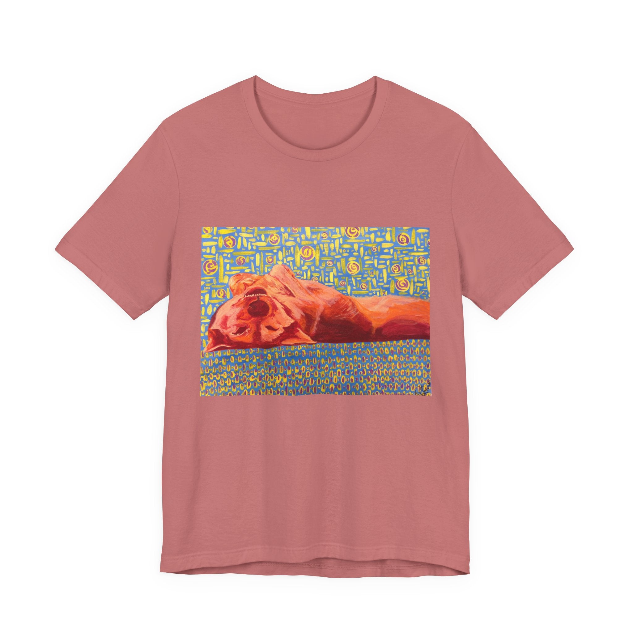 Dog on Back - Sleeping Dog Art Tee — Colorful Pop Art T-Shirt