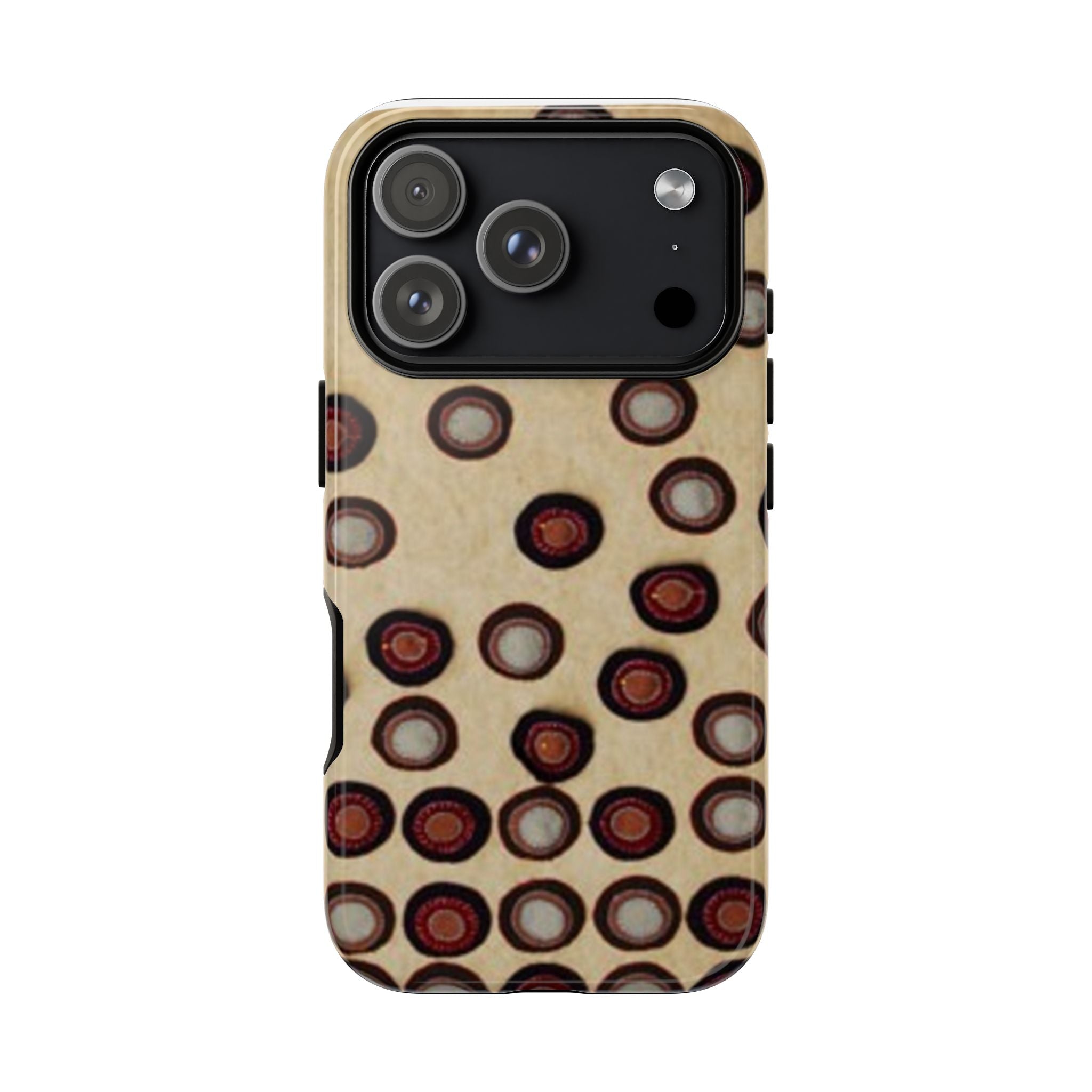Penny Rug - Retro Dot Pattern Phone Case — Vintage Beige Circles Protective Cover