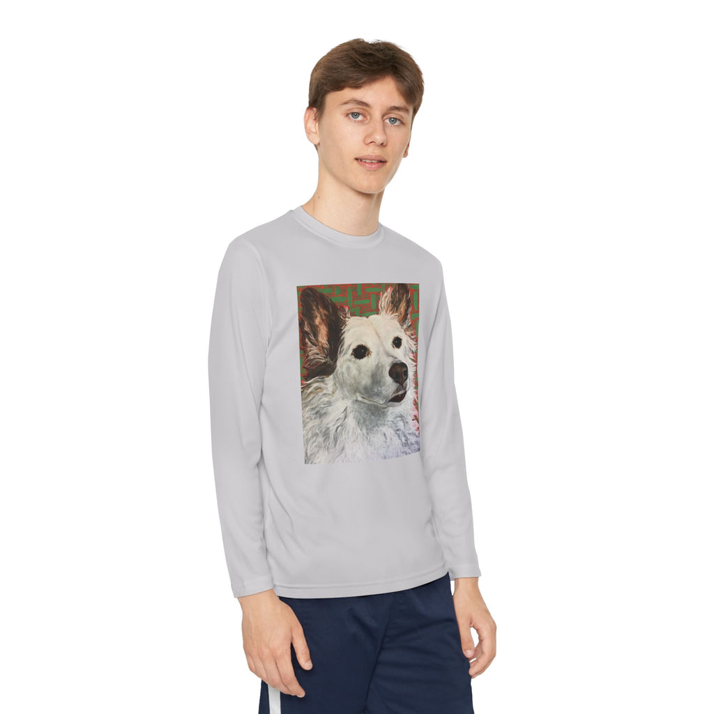 White Dog Portrait - Youth Long Sleeve Tee — White Dog Portrait Kids Shirt