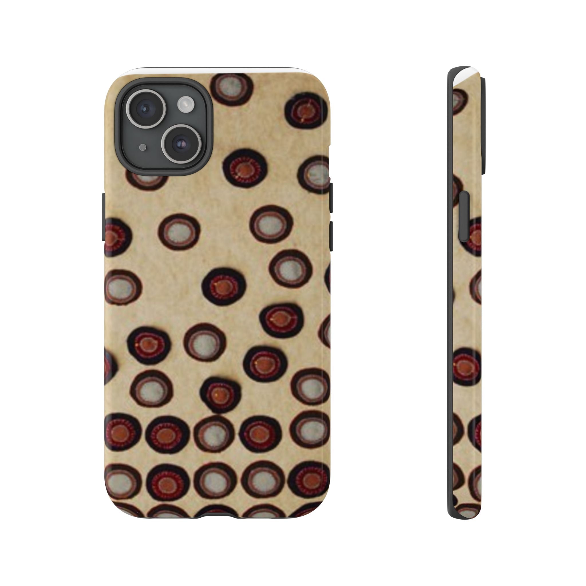 Penny Rug - Retro Dot Pattern Phone Case — Vintage Beige Circles Protective Cover