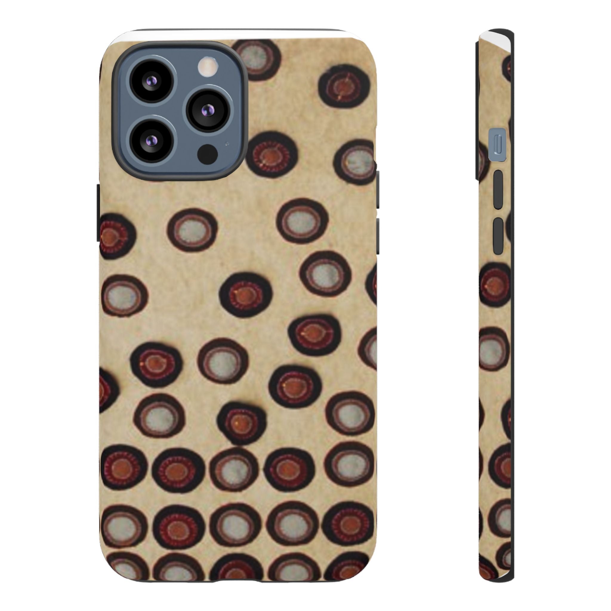 Penny Rug - Retro Dot Pattern Phone Case — Vintage Beige Circles Protective Cover