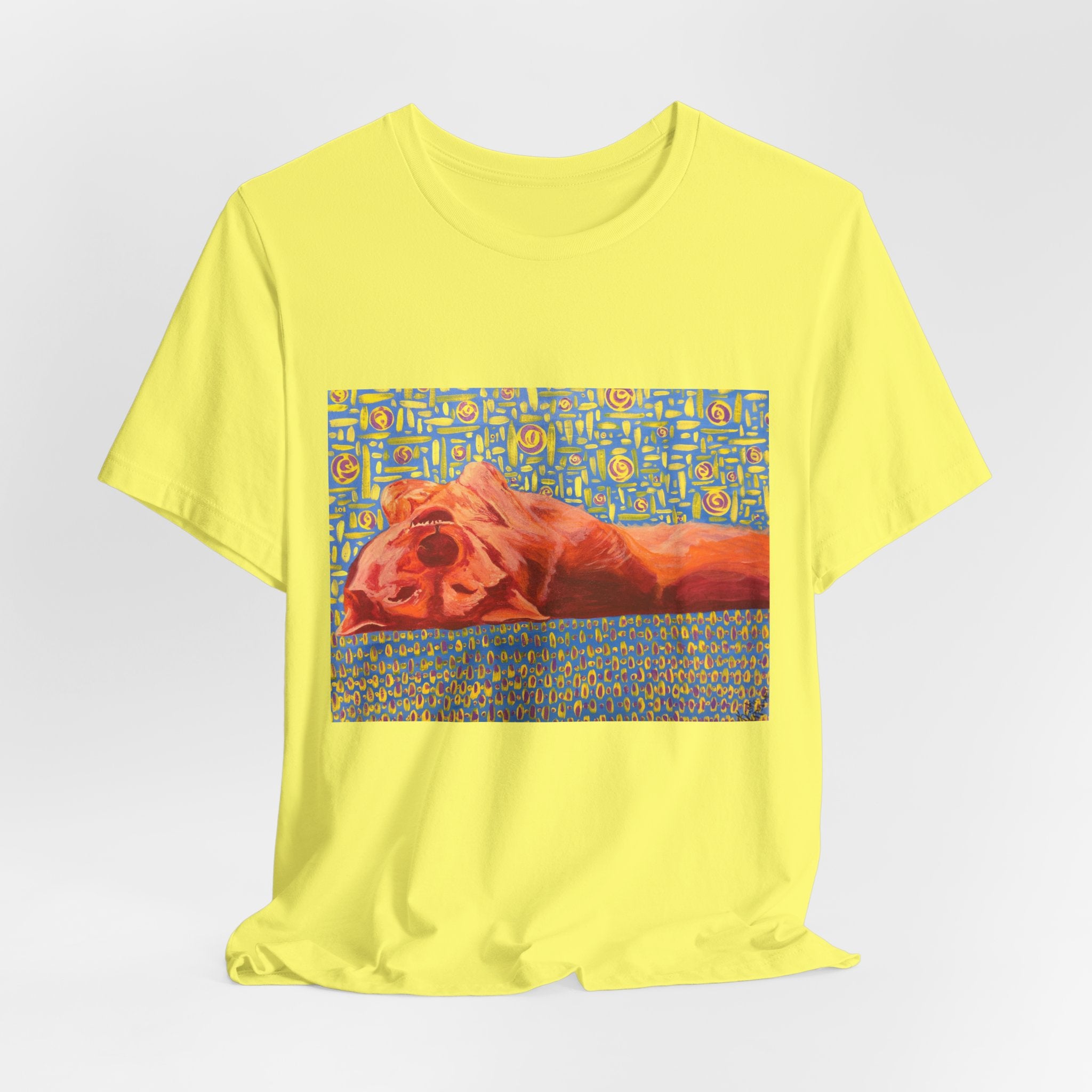 Dog on Back - Sleeping Dog Art Tee — Colorful Pop Art T-Shirt