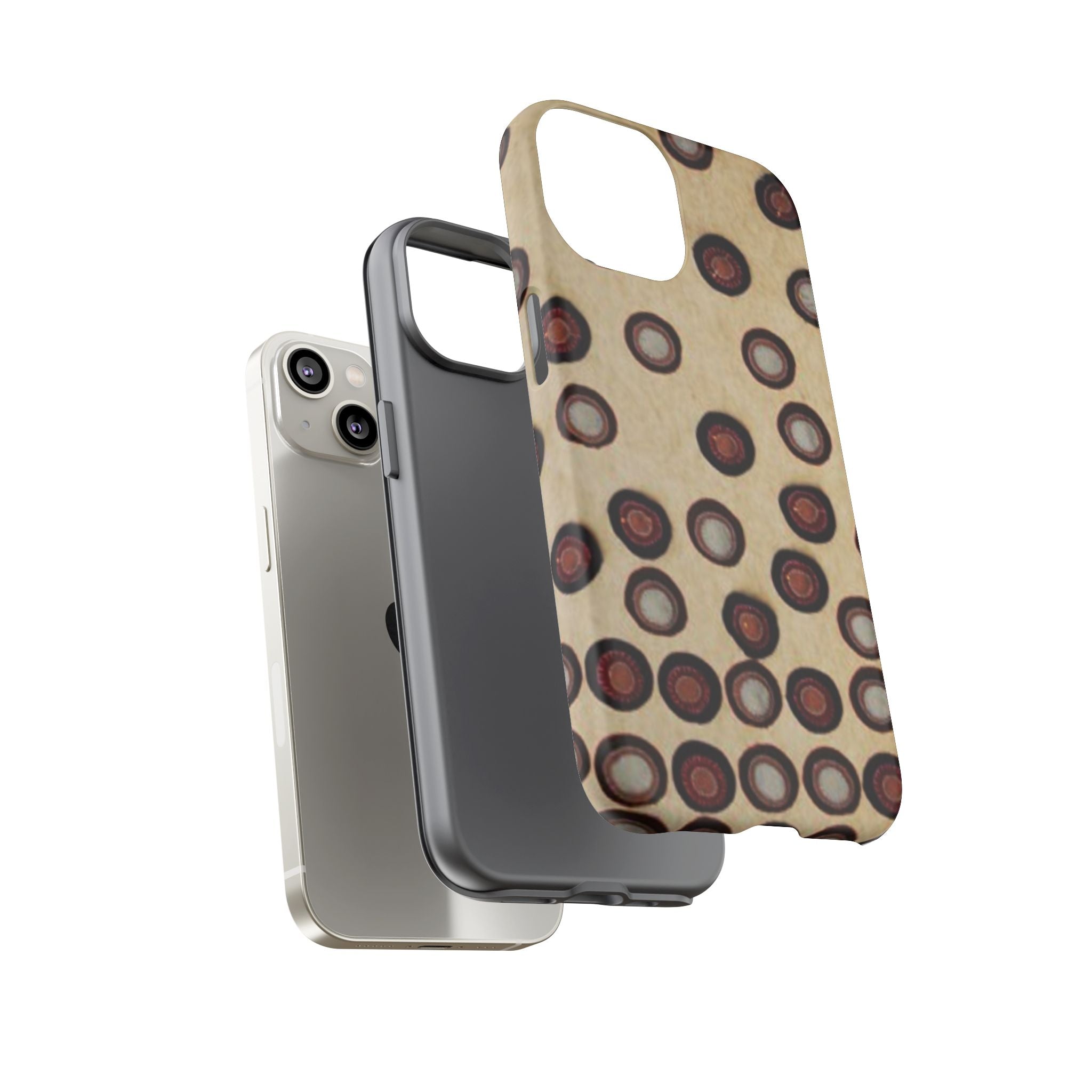 Penny Rug - Retro Dot Pattern Phone Case — Vintage Beige Circles Protective Cover