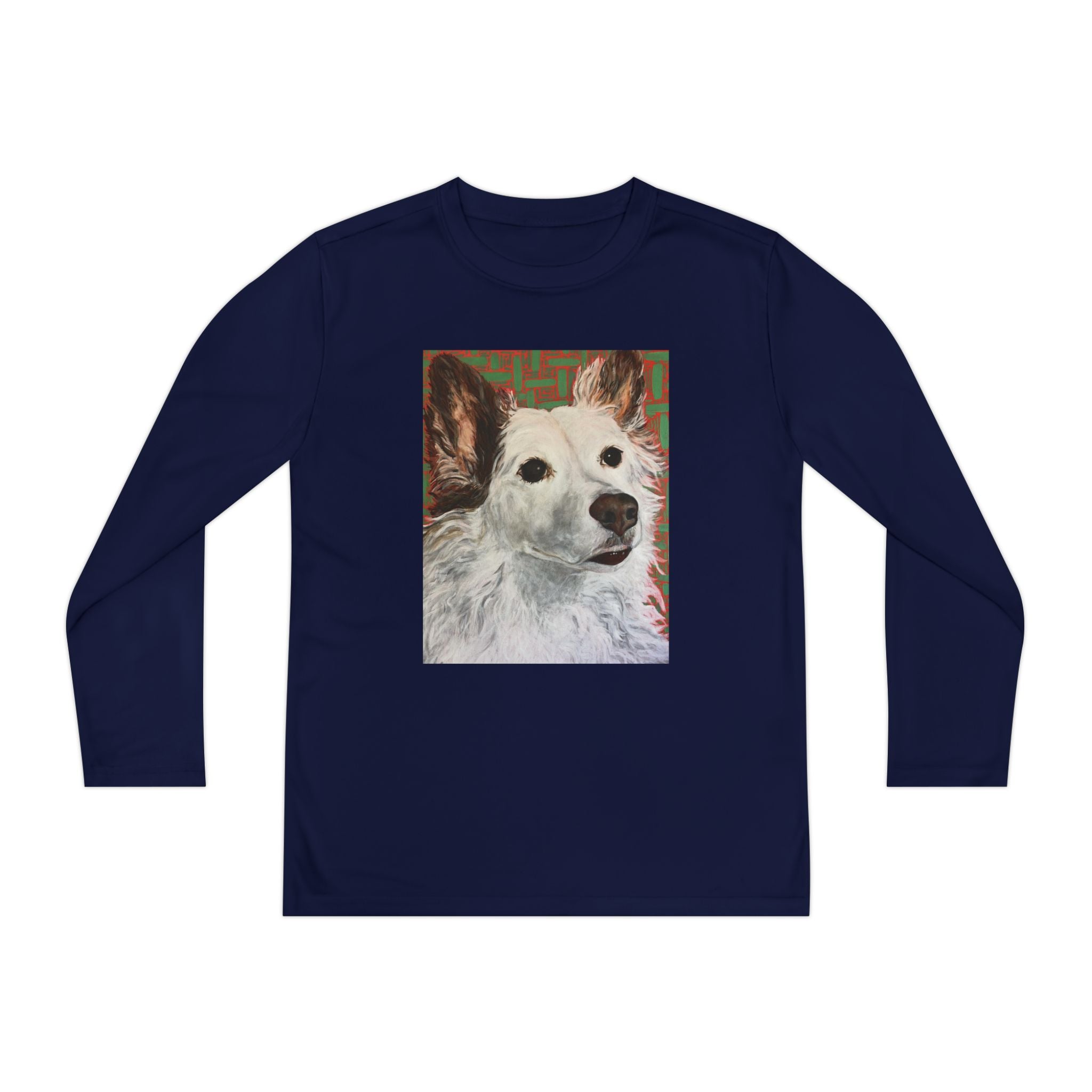 White Dog Portrait - Youth Long Sleeve Tee — White Dog Portrait Kids Shirt