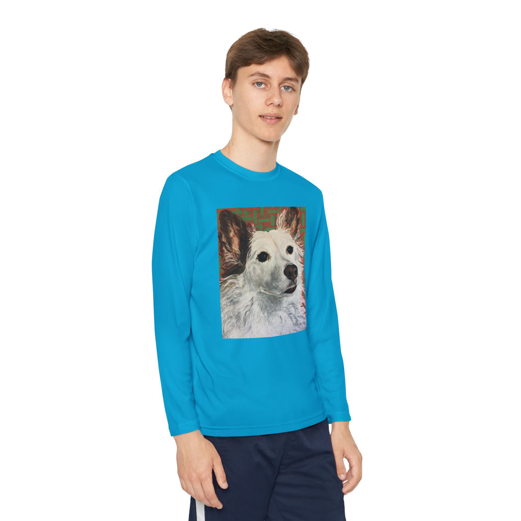 White Dog Portrait - Youth Long Sleeve Tee — White Dog Portrait Kids Shirt