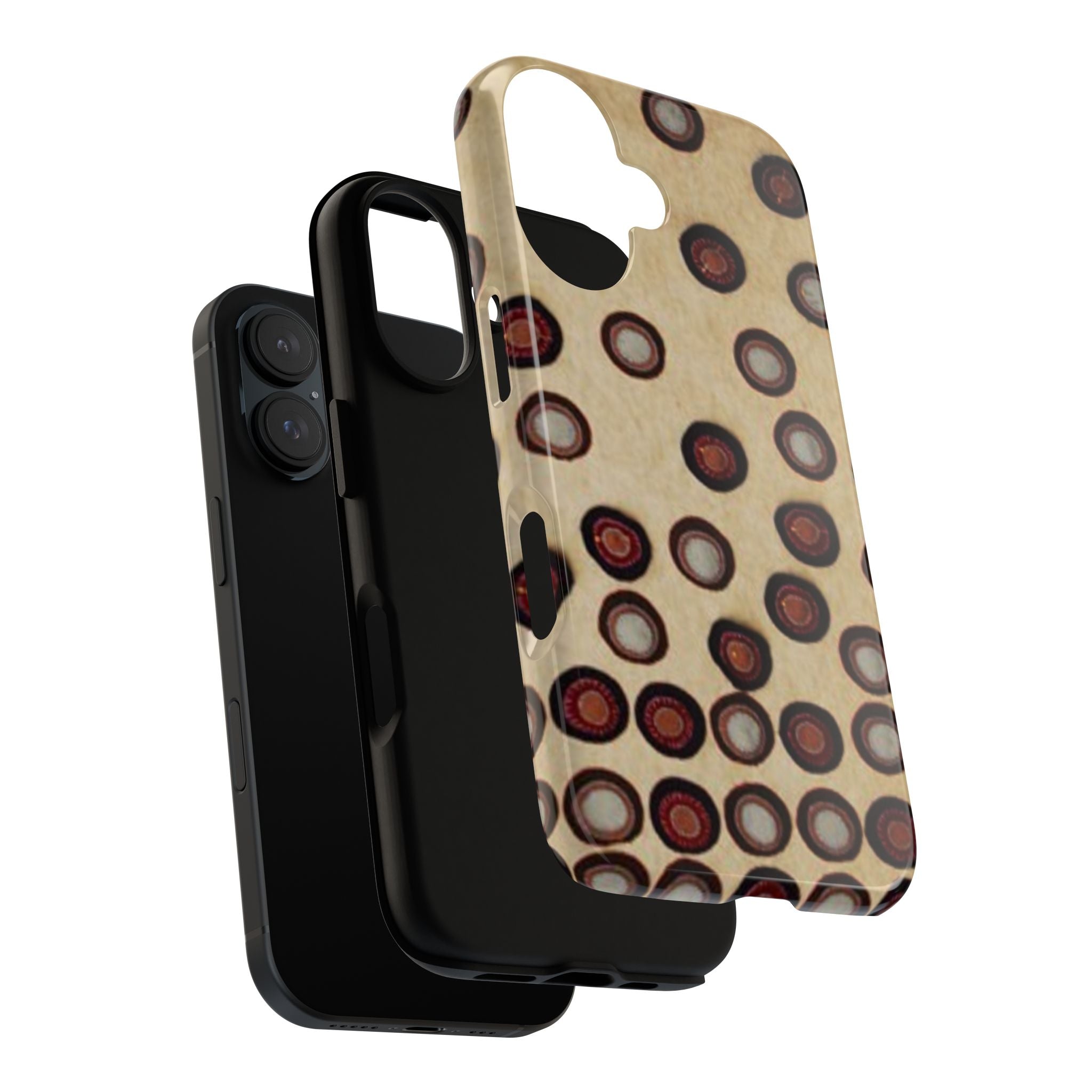 Penny Rug - Retro Dot Pattern Phone Case — Vintage Beige Circles Protective Cover