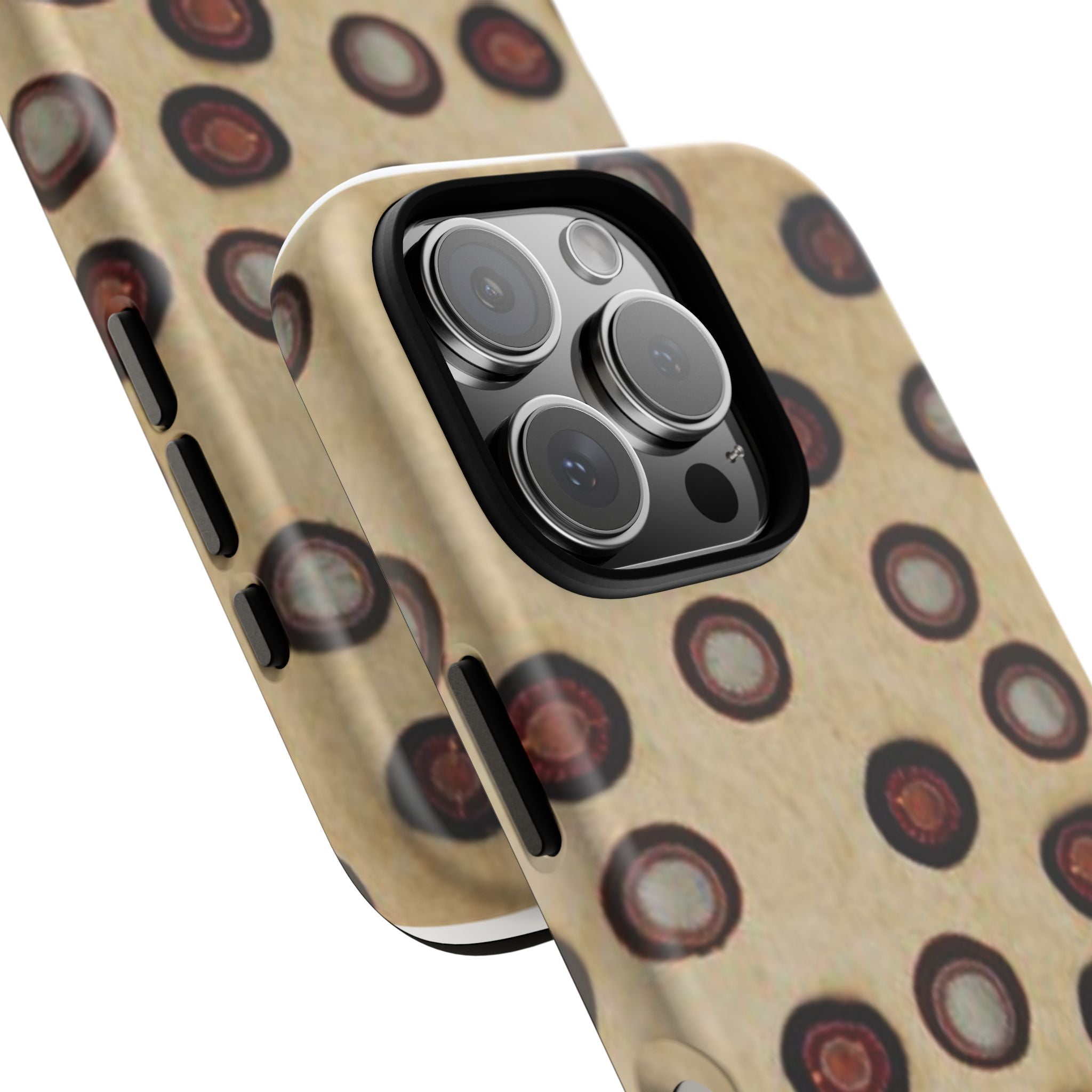 Penny Rug - Retro Dot Pattern Phone Case — Vintage Beige Circles Protective Cover