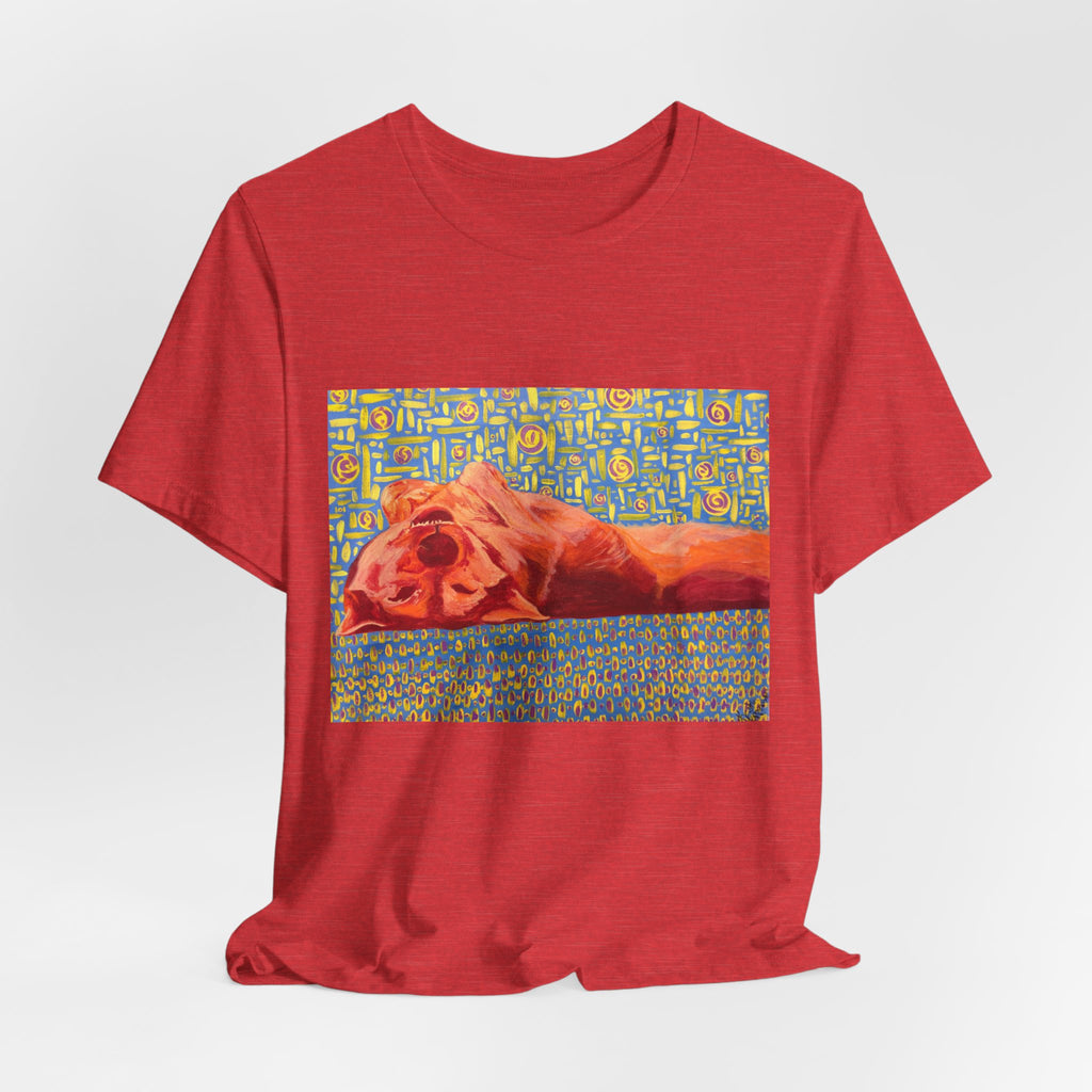 Dog on Back - Sleeping Dog Art Tee — Colorful Pop Art T-Shirt