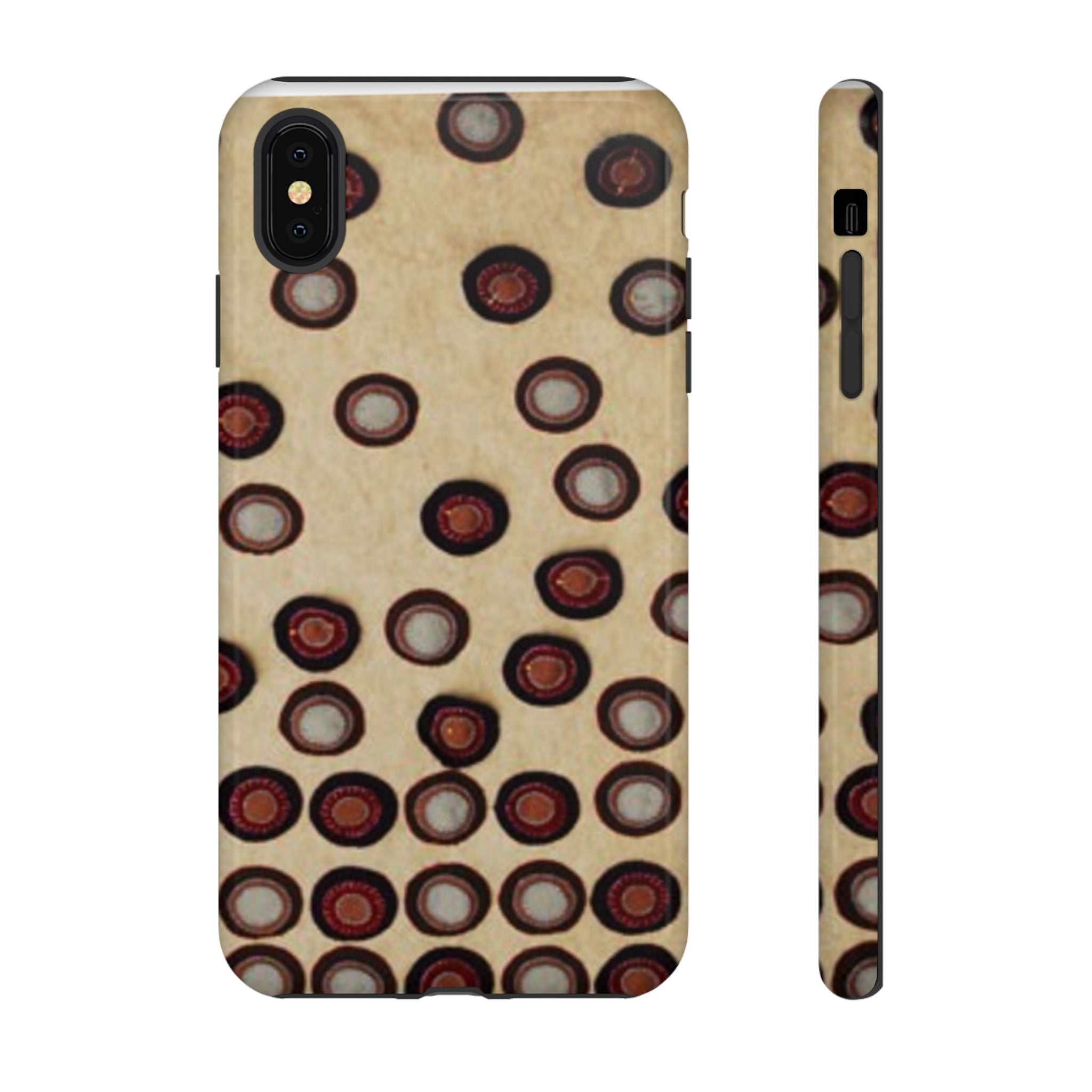 Penny Rug - Retro Dot Pattern Phone Case — Vintage Beige Circles Protective Cover