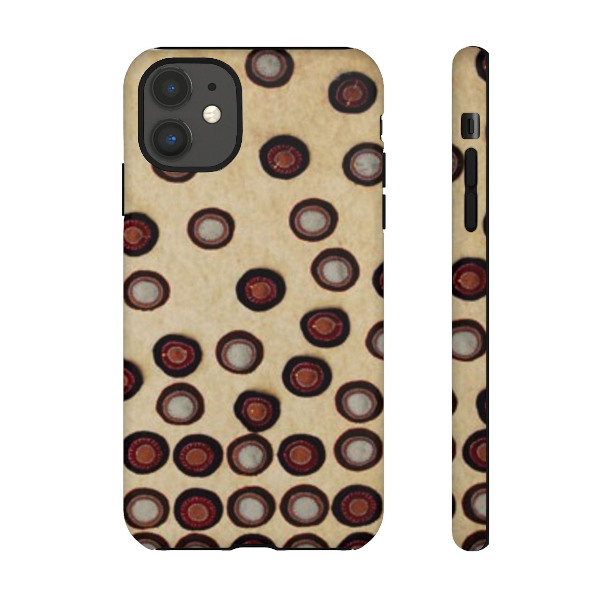 Penny Rug - Retro Dot Pattern Phone Case — Vintage Beige Circles Protective Cover