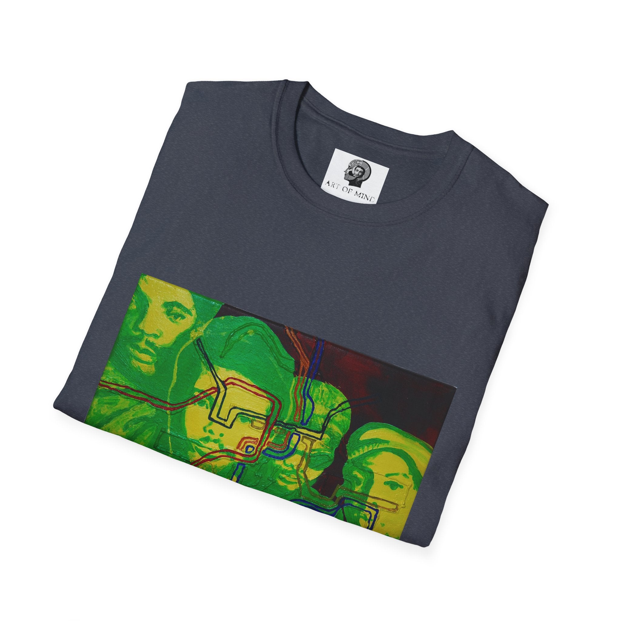 Bad Brains - Abstract Green Portrait T-Shirt — Surreal Layered Faces Art Tee