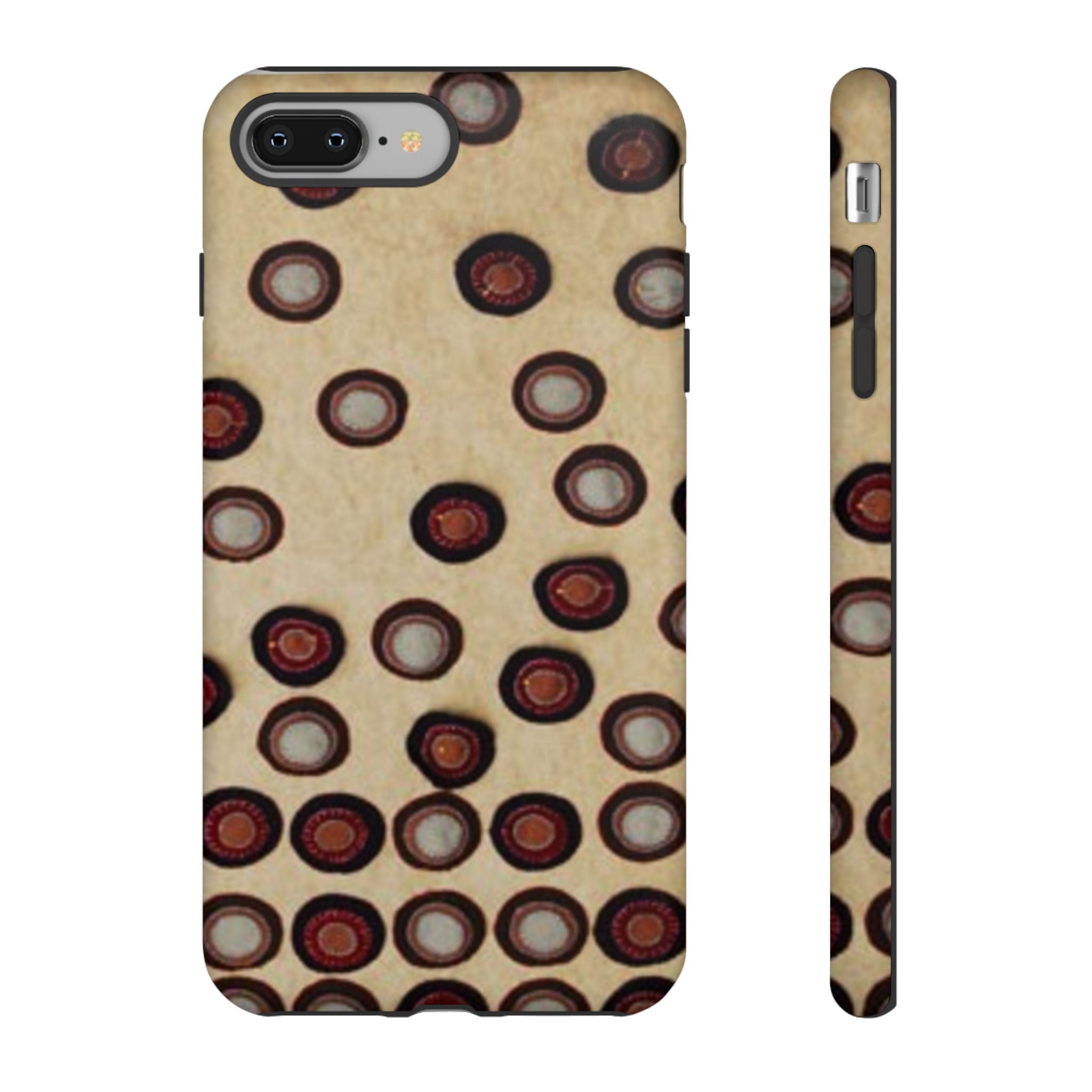 Penny Rug - Retro Dot Pattern Phone Case — Vintage Beige Circles Protective Cover