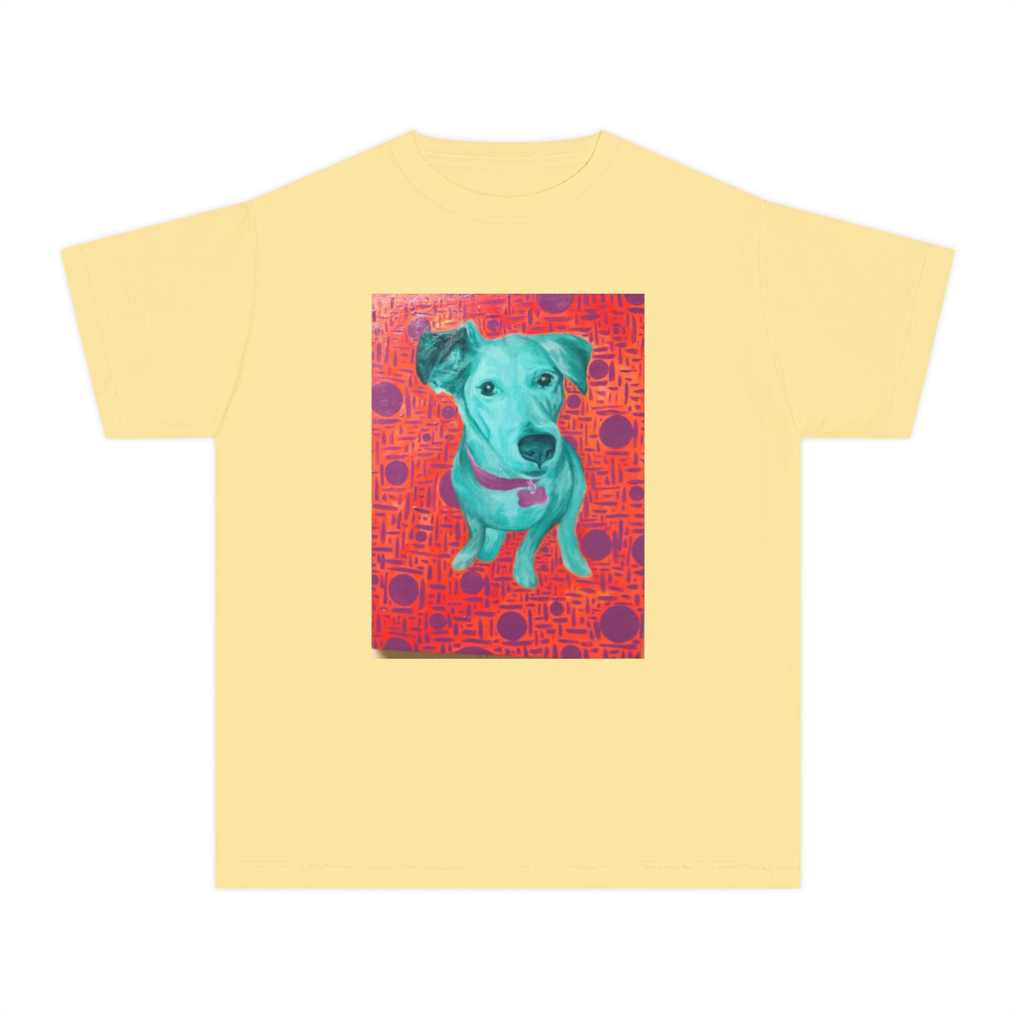 White Dog - Youth Tee — Colorful Pop-Art Puppy Graphic Kids T-Shirt