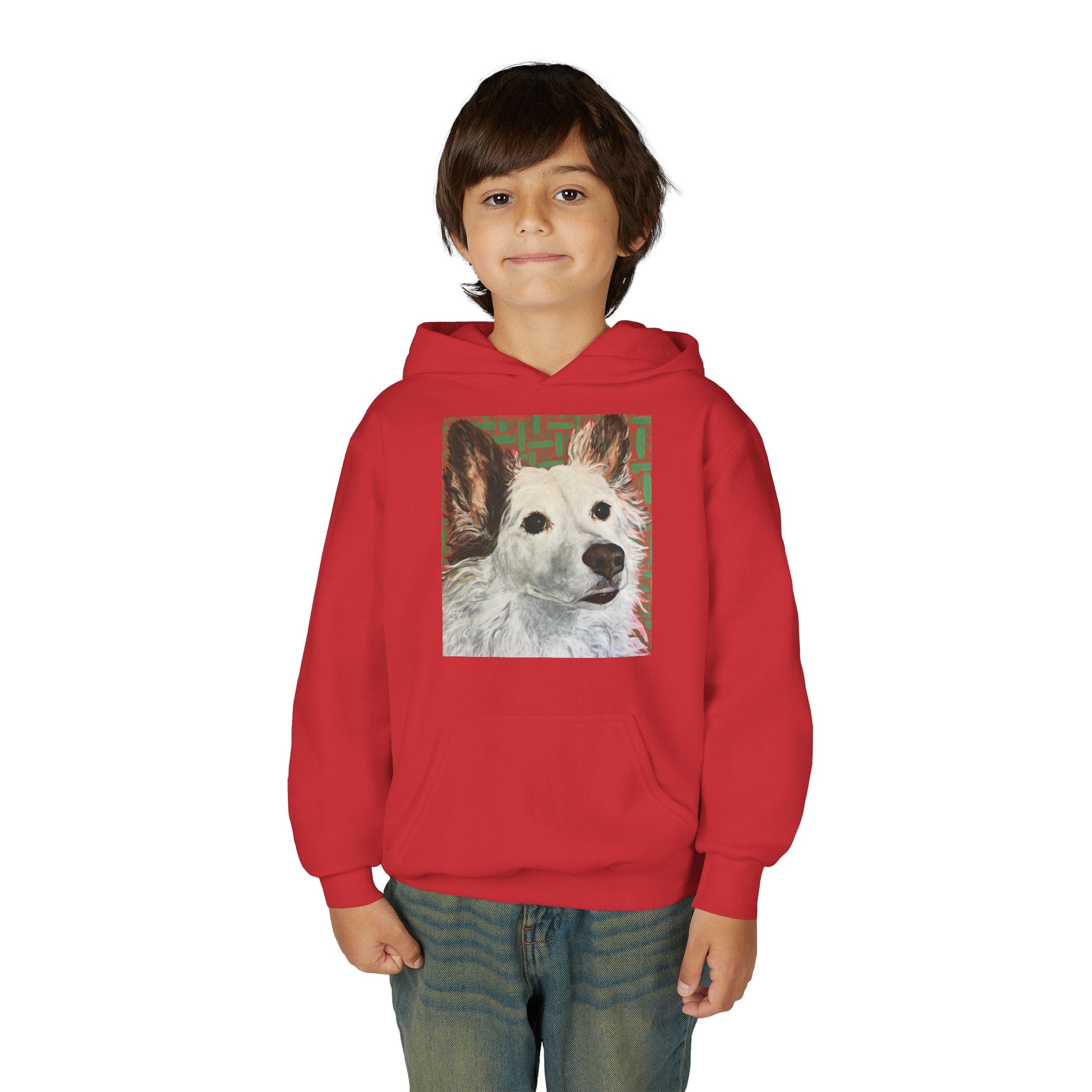White Dog Portrait Hoodie —  Pullover for Kids