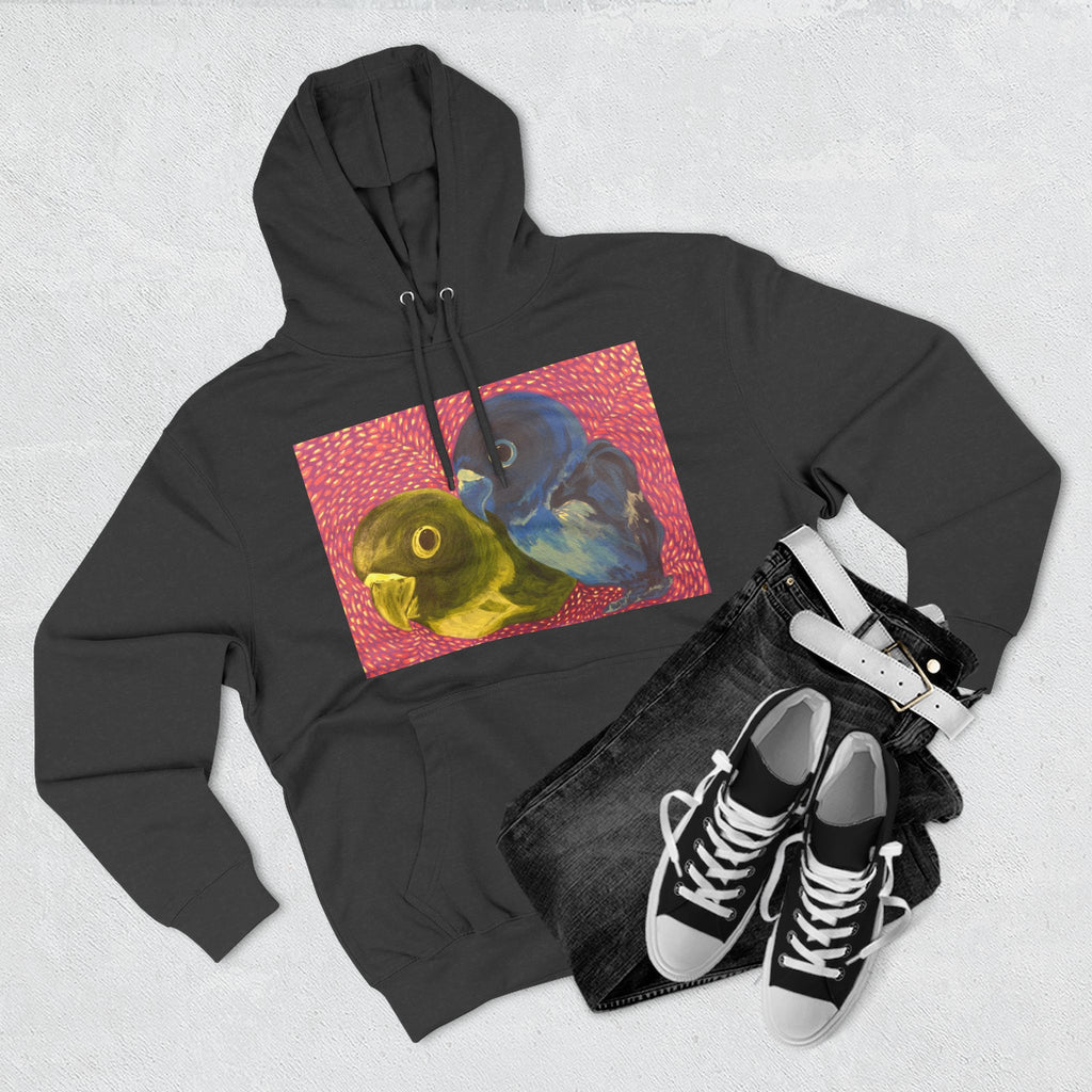 Parakeet Pop Art Hoodie — Colorful Budgie Bird Print Fleece Pullover