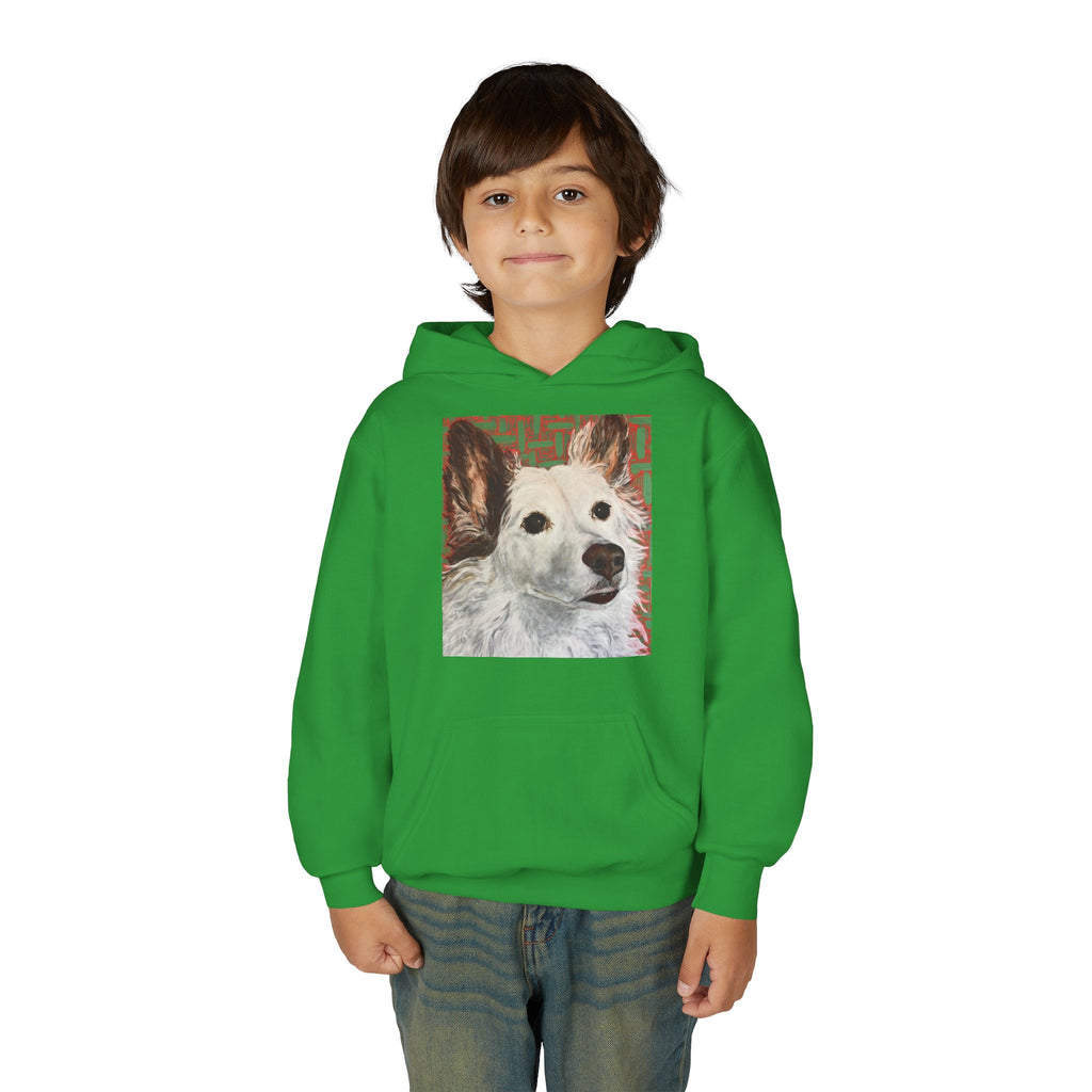 White Dog Portrait Hoodie —  Pullover for Kids