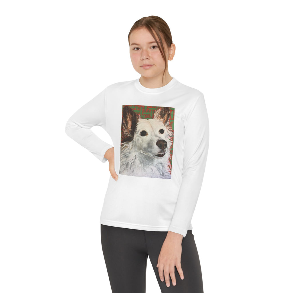 White Dog Portrait - Youth Long Sleeve Tee — White Dog Portrait Kids Shirt
