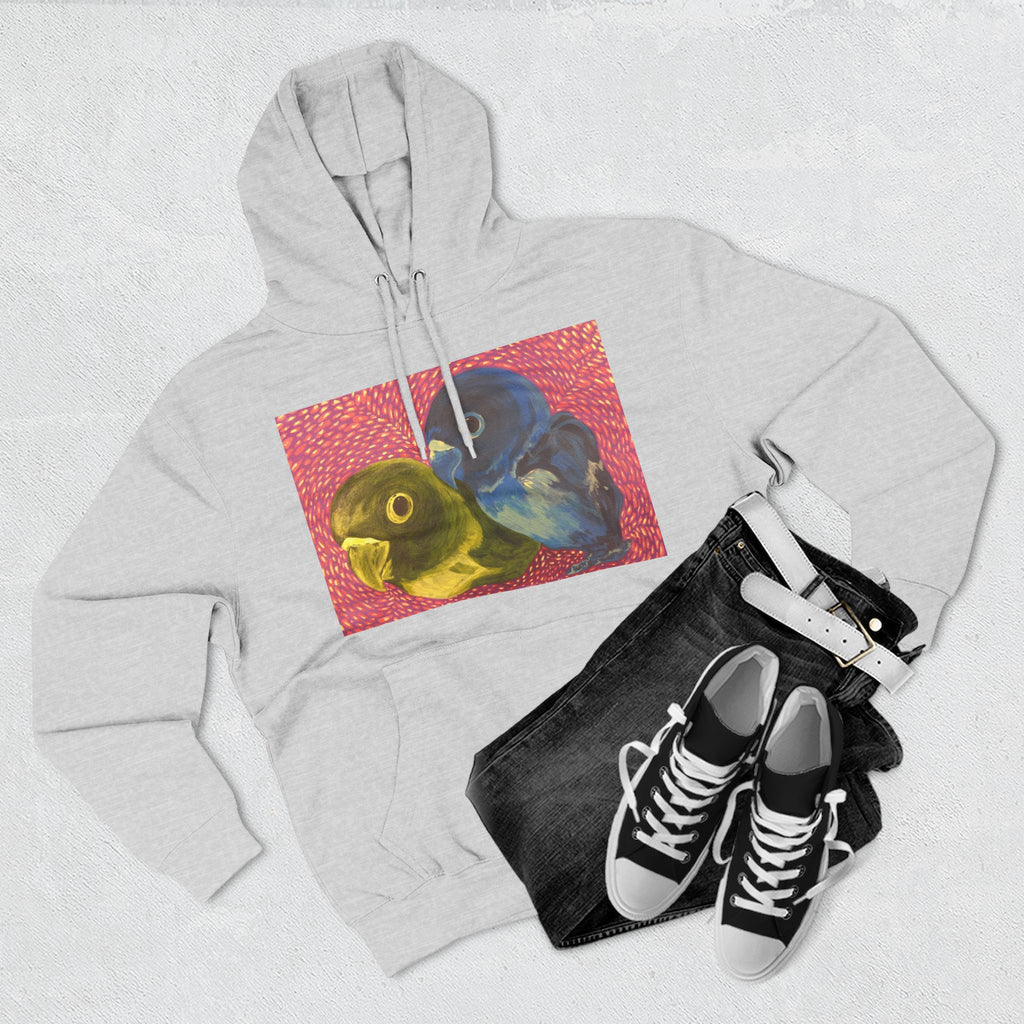 Parakeet Pop Art Hoodie — Colorful Budgie Bird Print Fleece Pullover