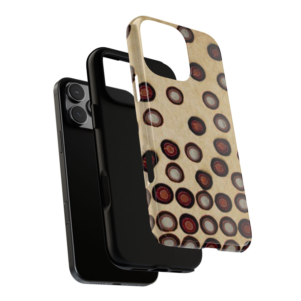 Penny Rug - Retro Dot Pattern Phone Case — Vintage Beige Circles Protective Cover