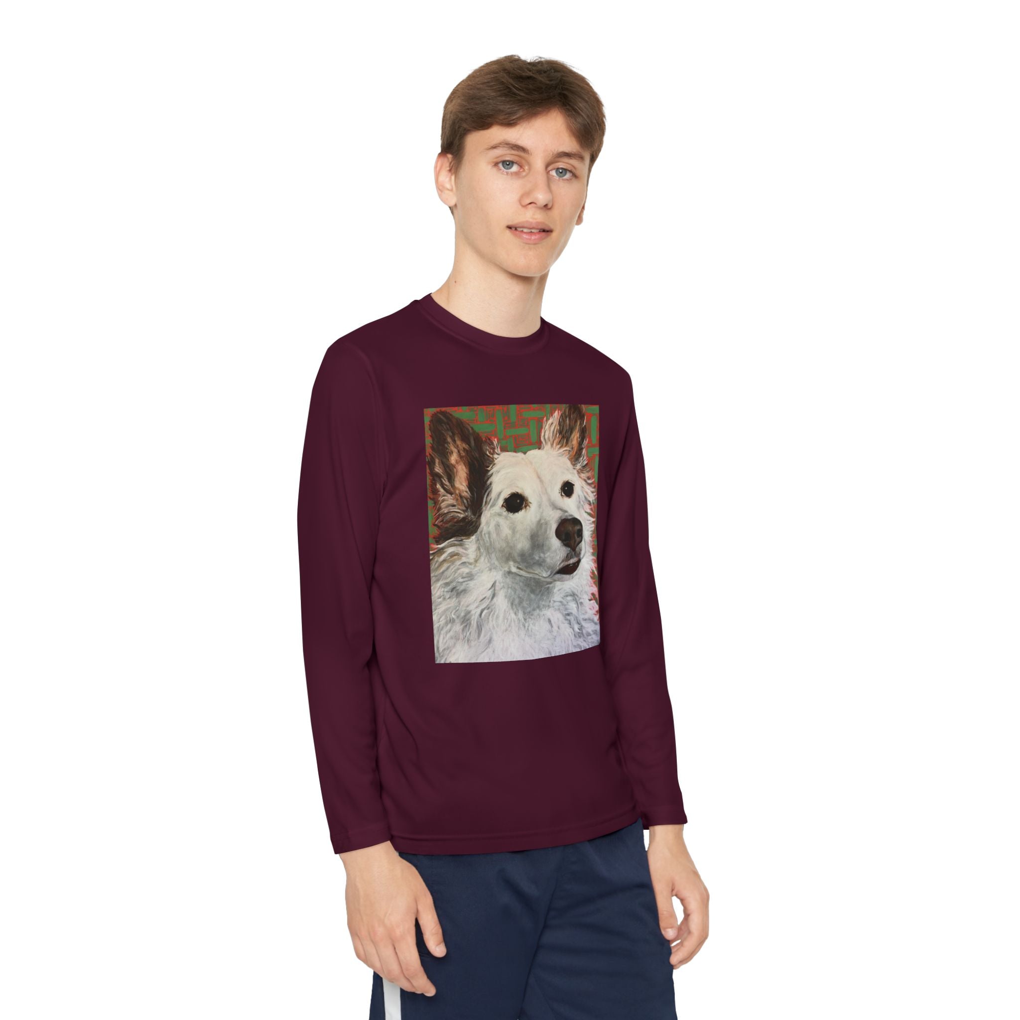 White Dog Portrait - Youth Long Sleeve Tee — White Dog Portrait Kids Shirt