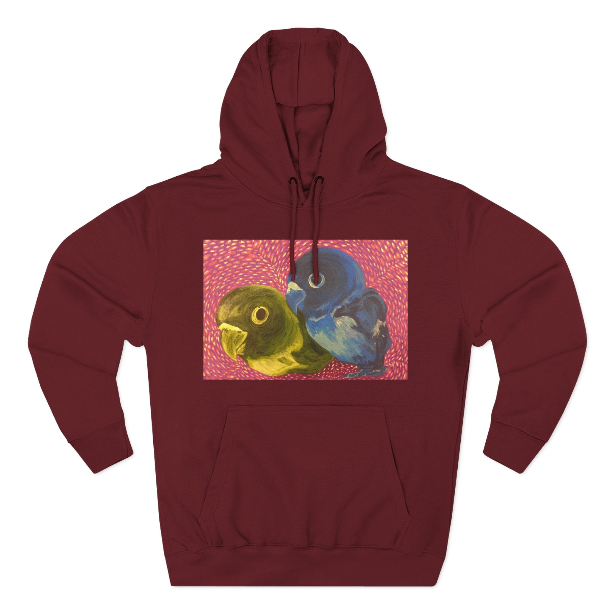 Parakeet Pop Art Hoodie — Colorful Budgie Bird Print Fleece Pullover