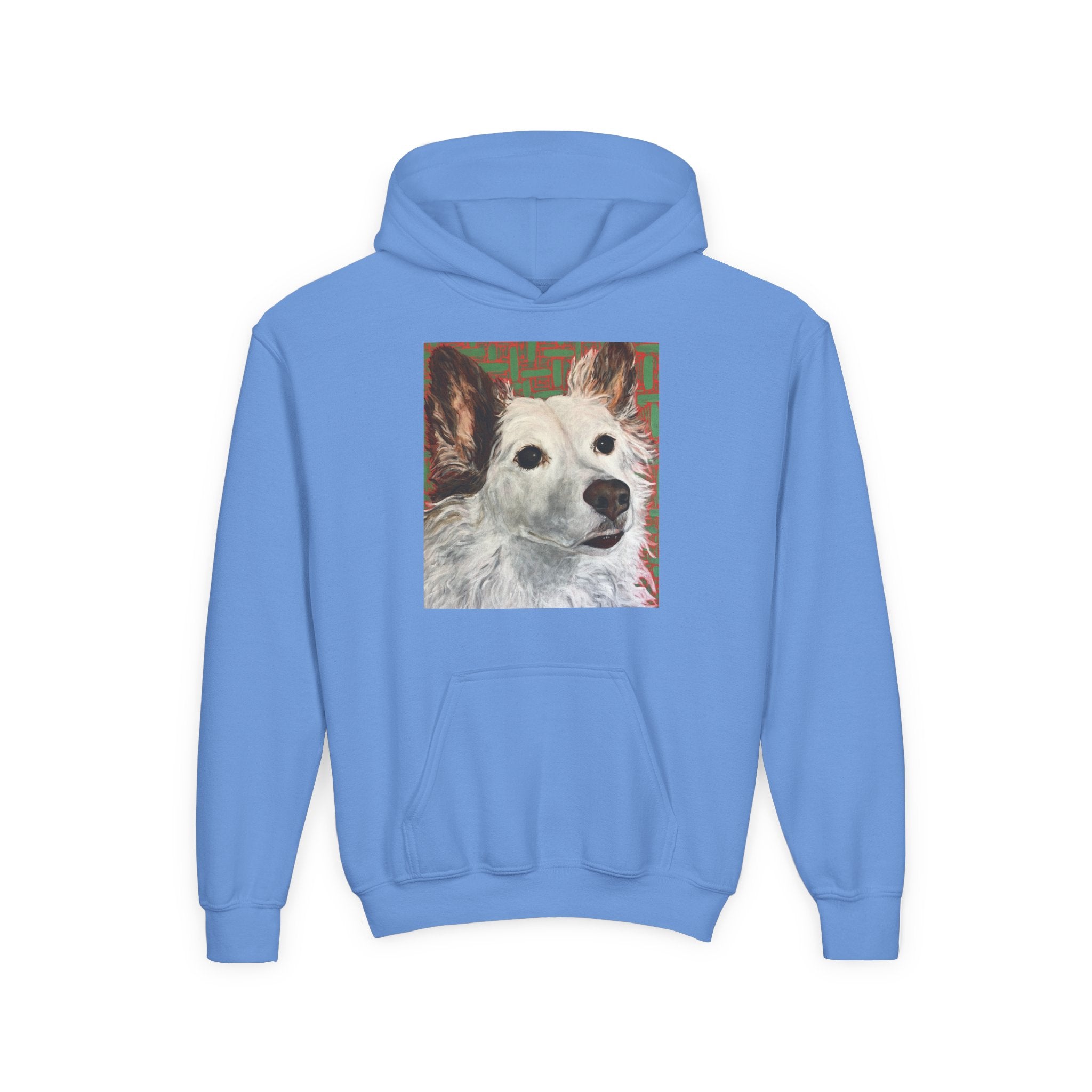 White Dog Portrait Hoodie —  Pullover for Kids