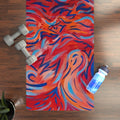 Abstract Flame Swirl - Vibrant Swirl Rubber Yoga Mat — Red & Blue Abstract Flow