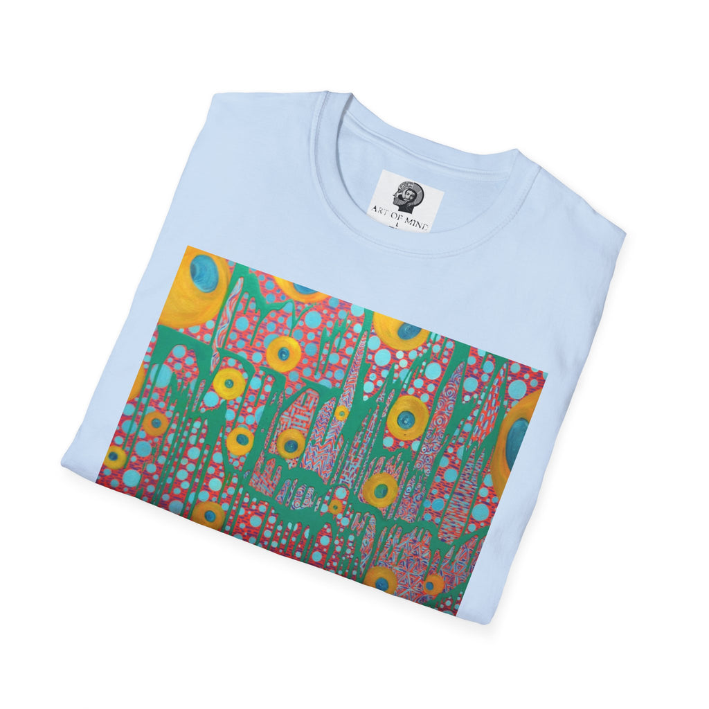 Circumpunct - Floral Sunburst Art T-Shirt — Colorful Abstract Flower Garden Tee