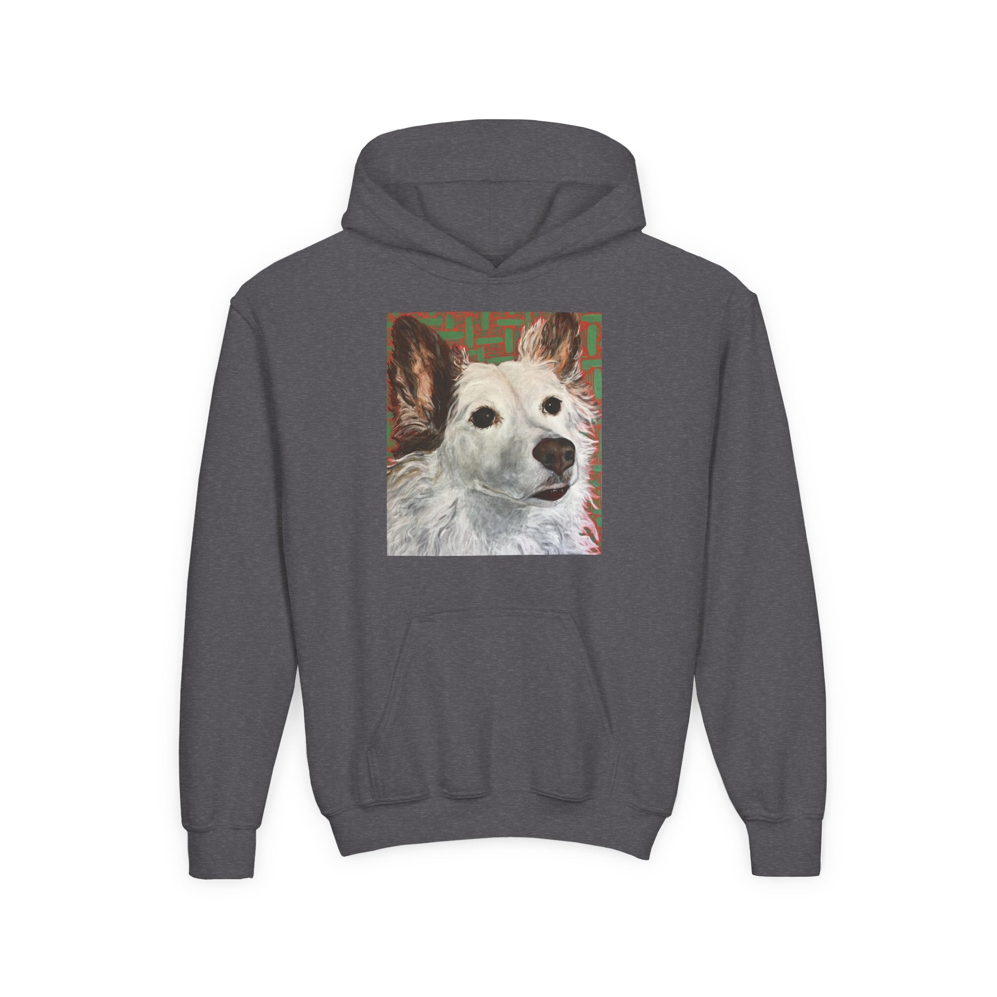 White Dog Portrait Hoodie —  Pullover for Kids