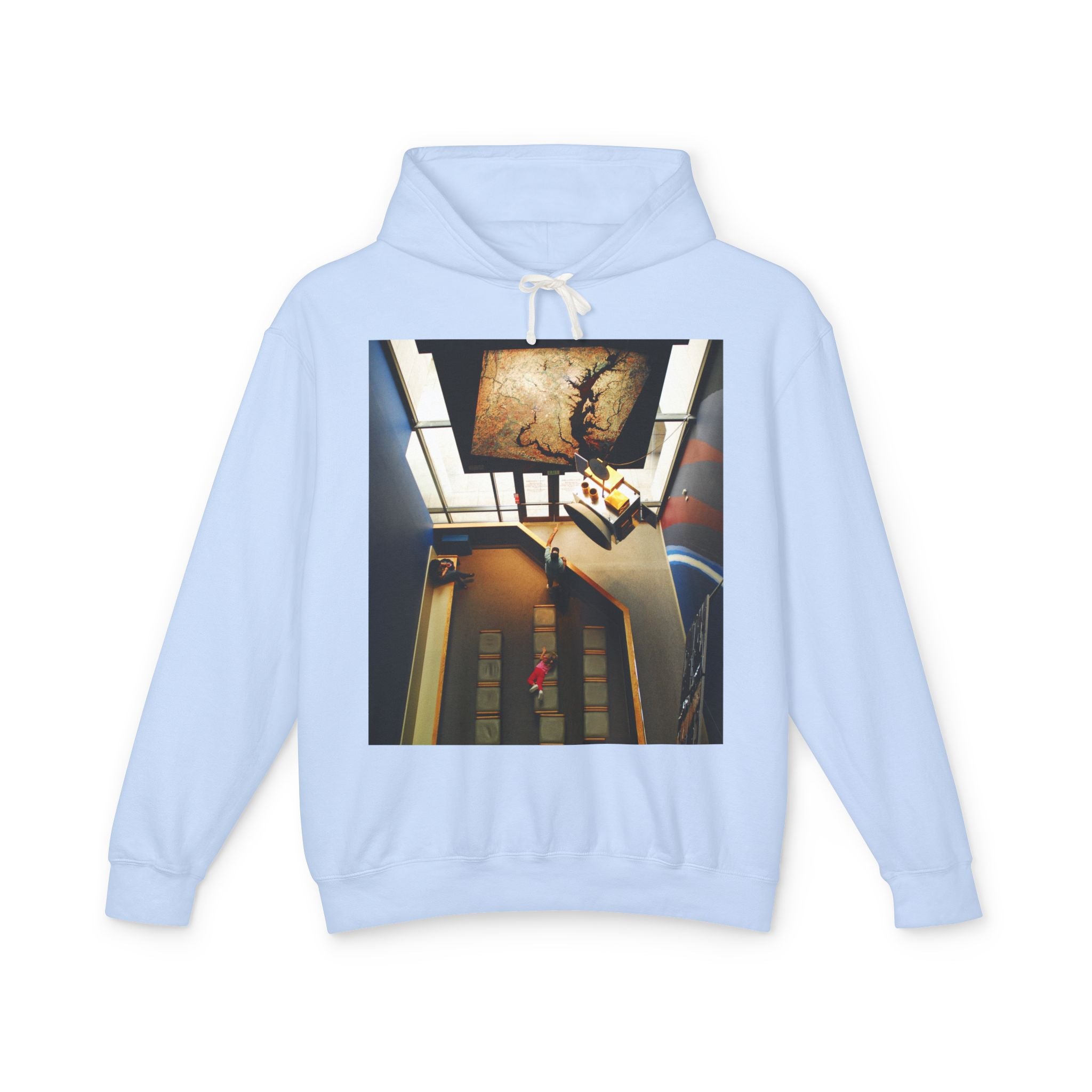 Air and Space - Surreal Stairwell Photo Hoodie — Vintage Elevator Art Pullover