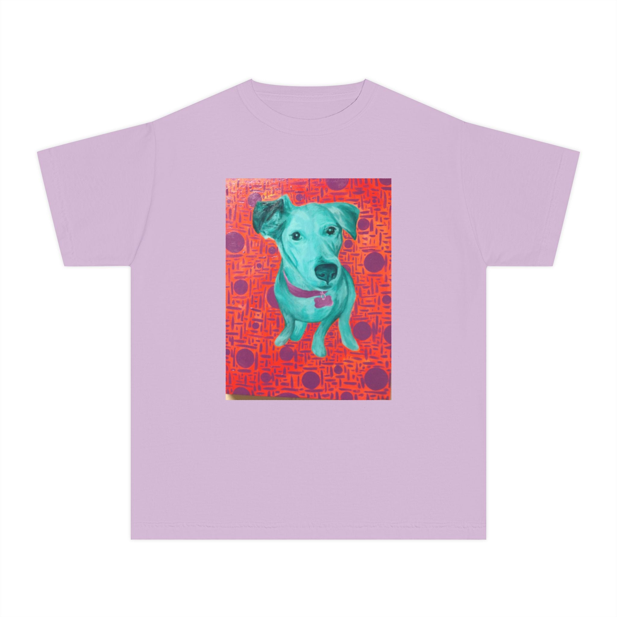 White Dog - Youth Tee — Colorful Pop-Art Puppy Graphic Kids T-Shirt