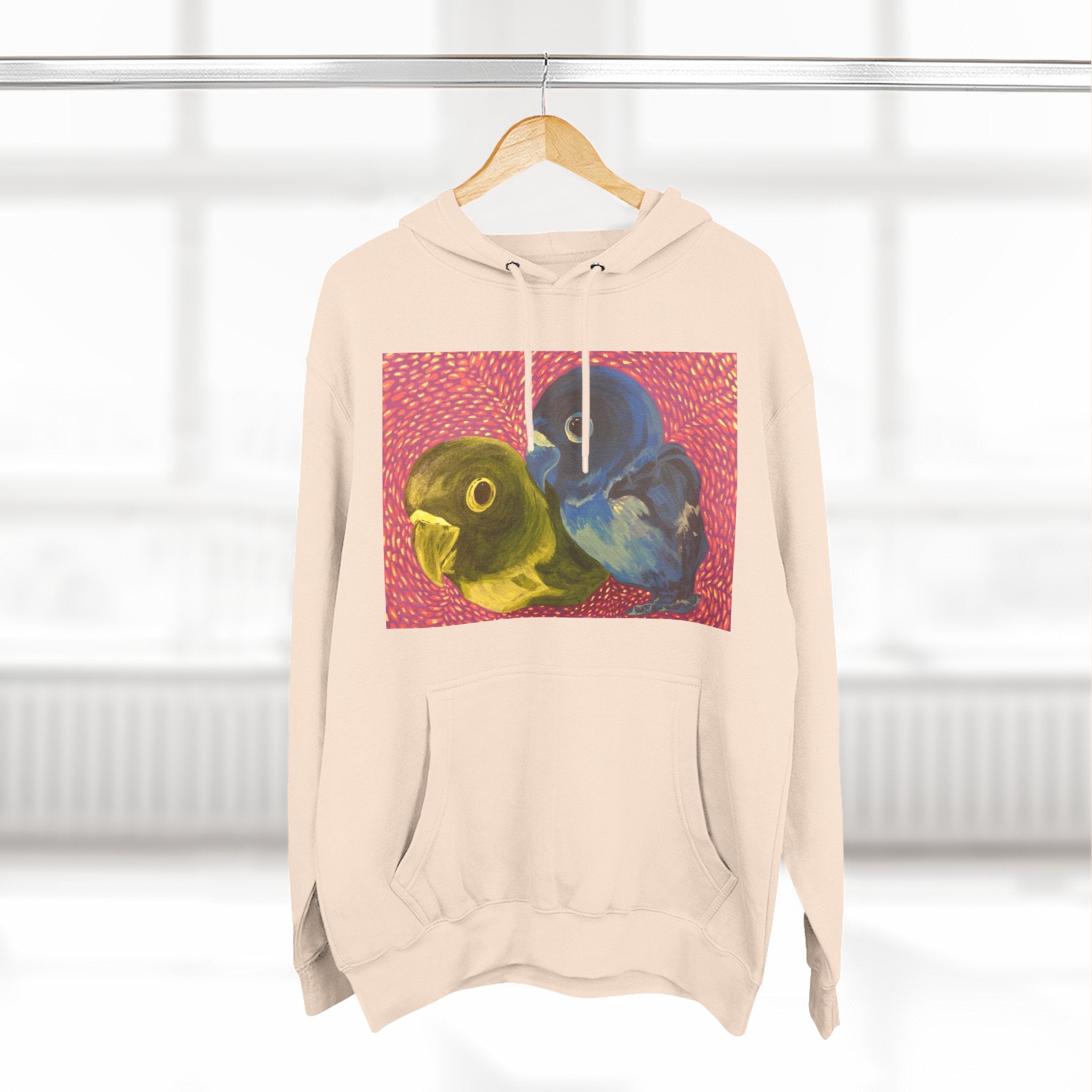 Parakeet Pop Art Hoodie — Colorful Budgie Bird Print Fleece Pullover