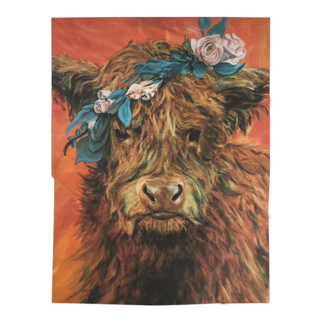 Highland Cow Portrait Baby Swaddle Blanket — Vibrant Highland Calf Nursery Wrap
