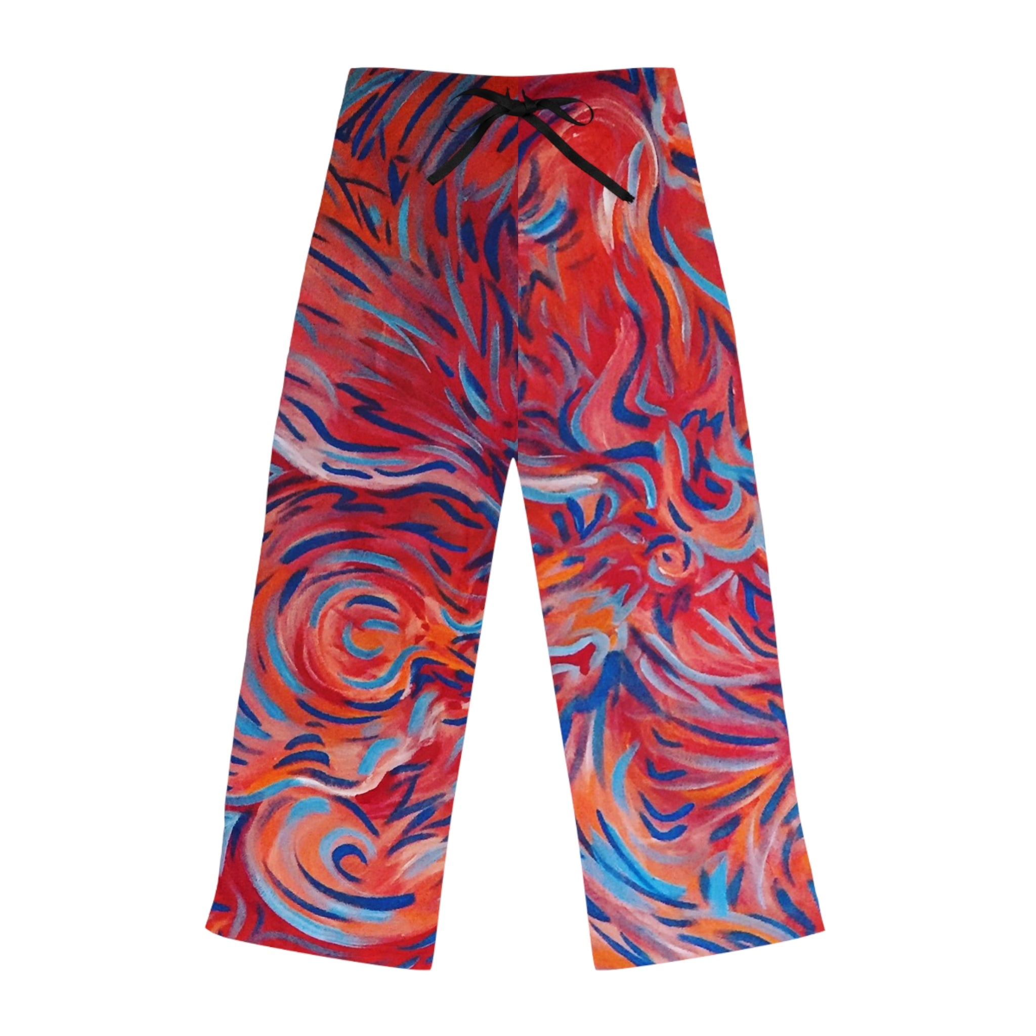 Abstract Flame Swirl - Women's Pajama Pants - Vibrant Abstract Swirl Print Lounge Pants