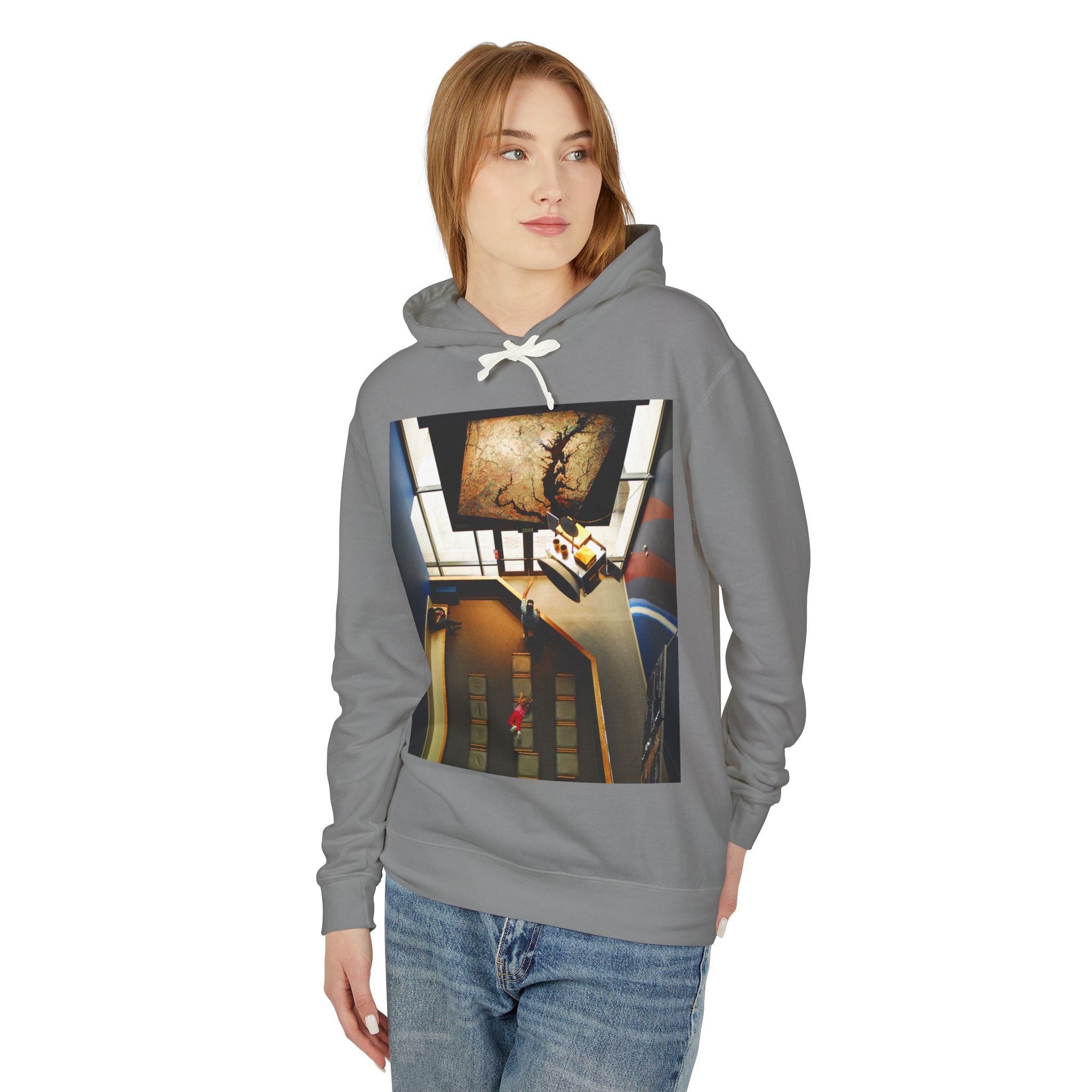 Air and Space - Surreal Stairwell Photo Hoodie — Vintage Elevator Art Pullover
