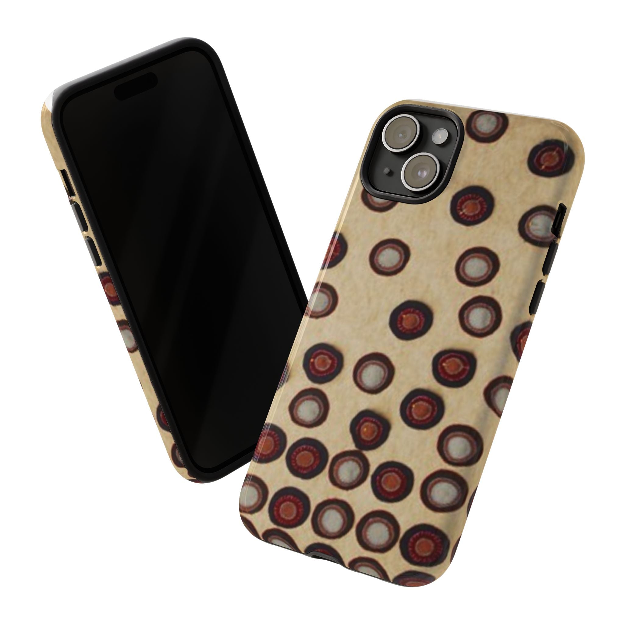 Penny Rug - Retro Dot Pattern Phone Case — Vintage Beige Circles Protective Cover