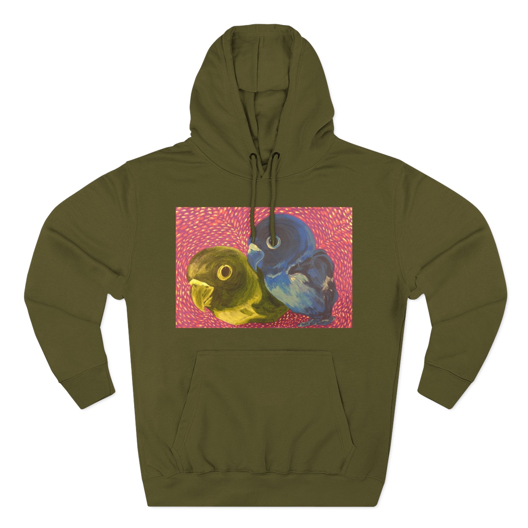 Parakeet Pop Art Hoodie — Colorful Budgie Bird Print Fleece Pullover