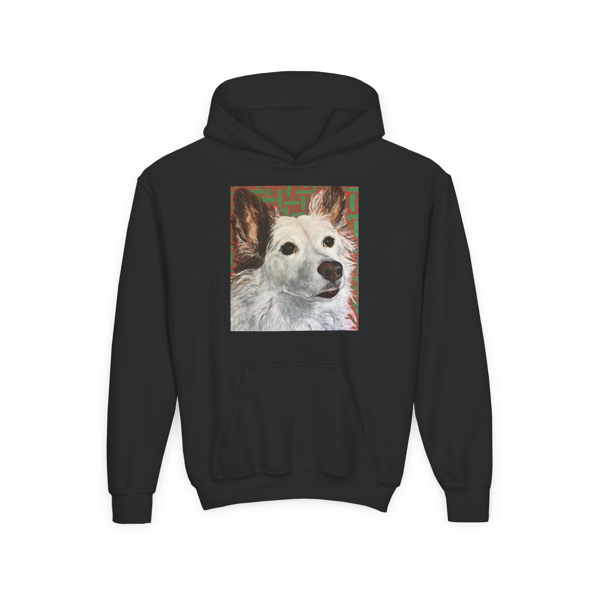 White Dog Portrait Hoodie —  Pullover for Kids