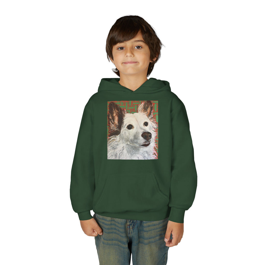White Dog Portrait Hoodie —  Pullover for Kids