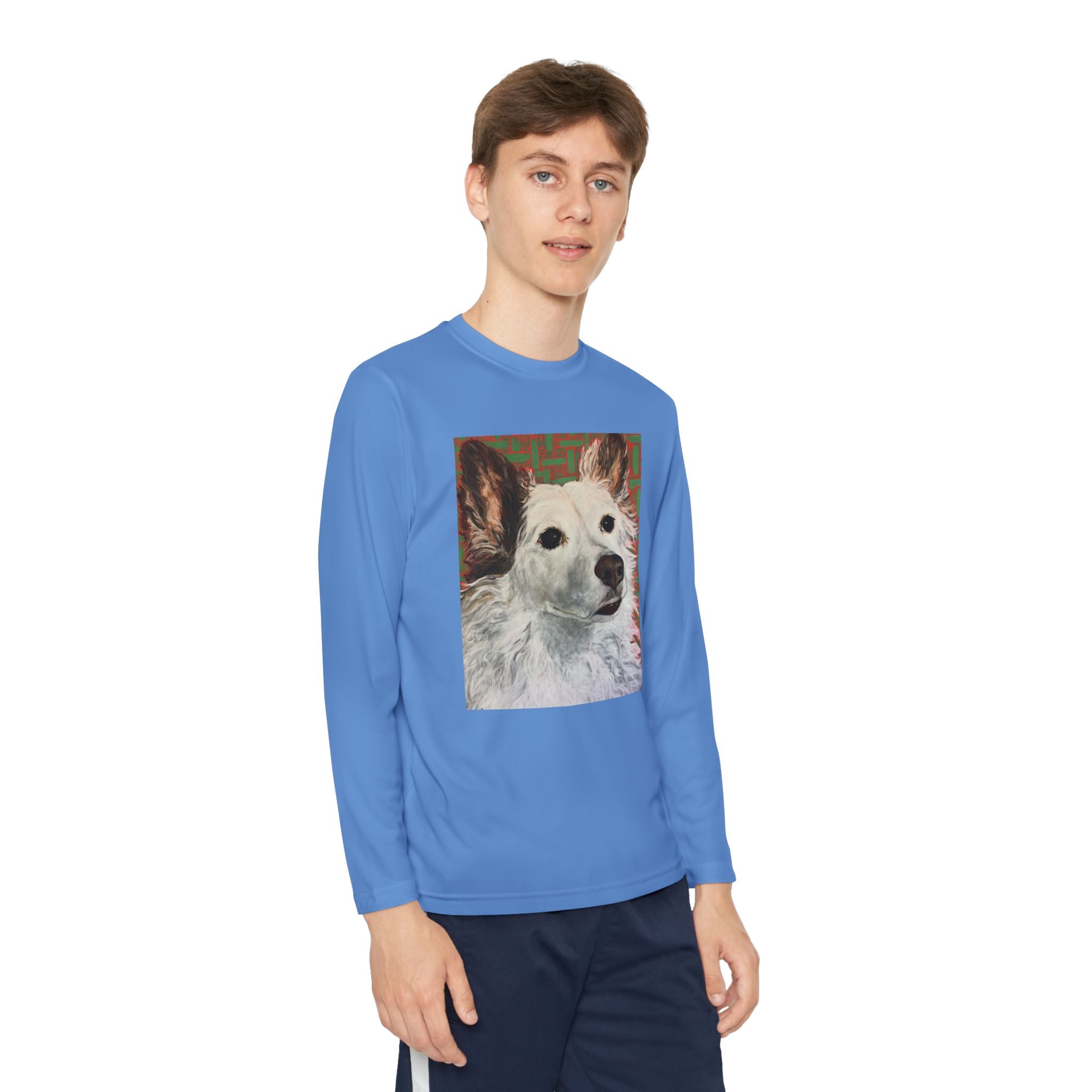 White Dog Portrait - Youth Long Sleeve Tee — White Dog Portrait Kids Shirt