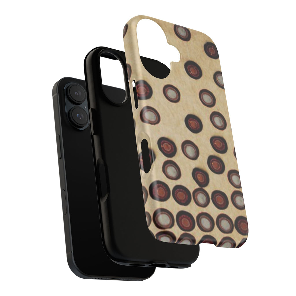 Penny Rug - Retro Dot Pattern Phone Case — Vintage Beige Circles Protective Cover