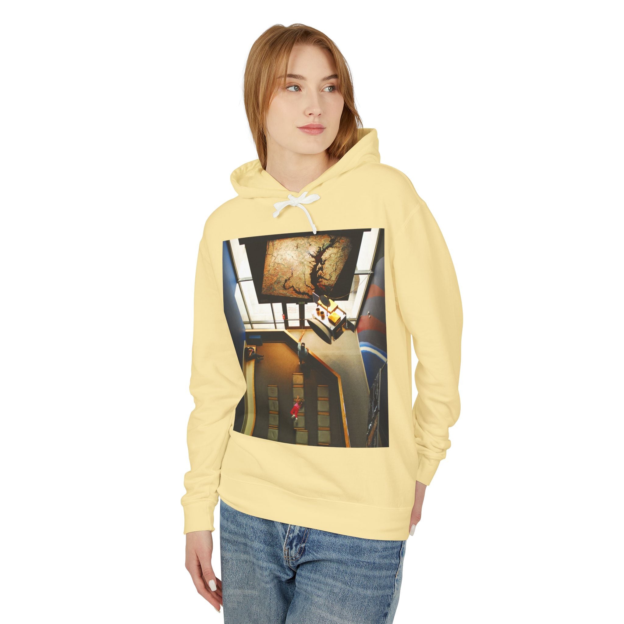 Air and Space - Surreal Stairwell Photo Hoodie — Vintage Elevator Art Pullover