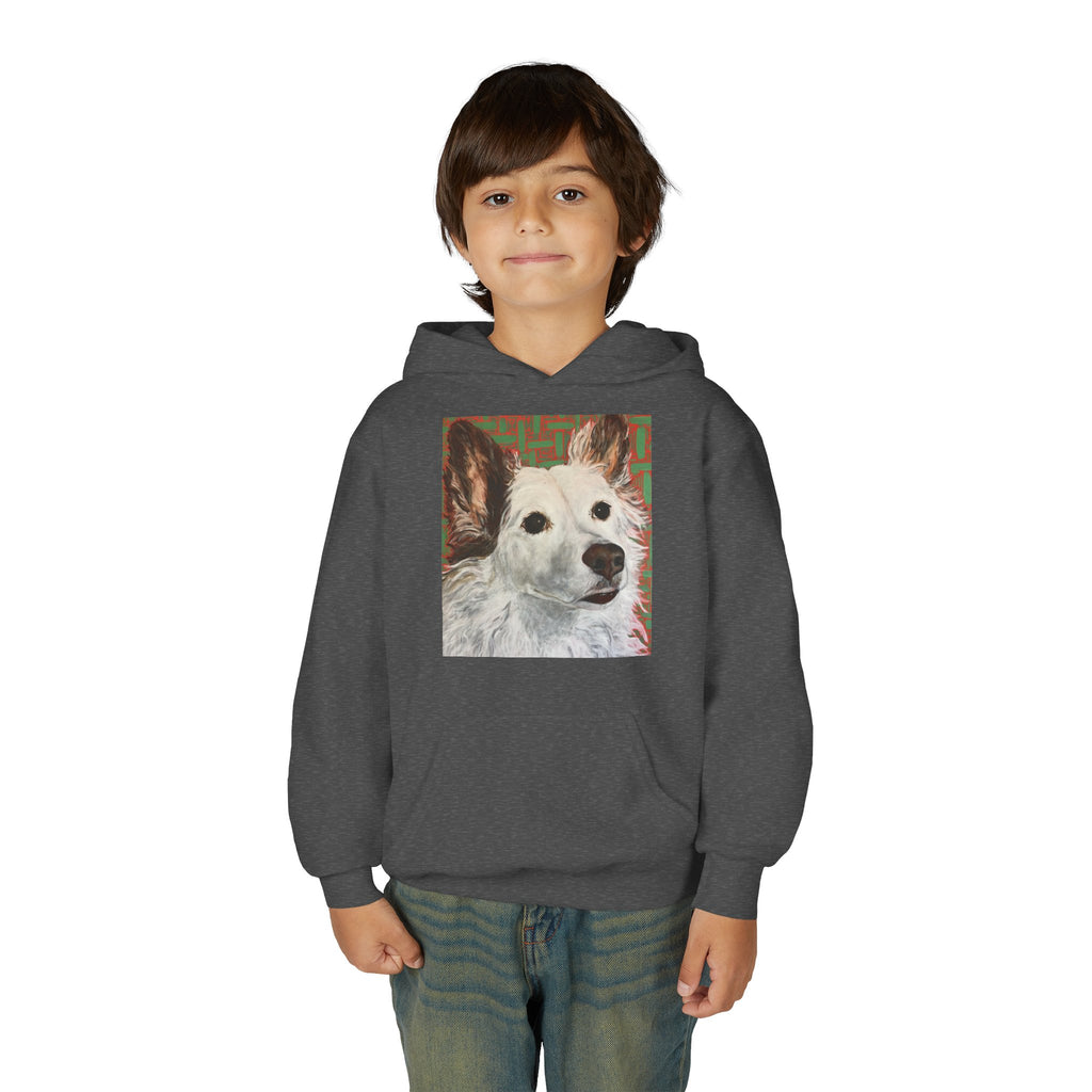 White Dog Portrait Hoodie —  Pullover for Kids