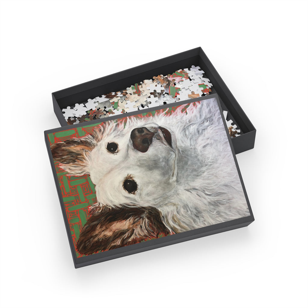 White Dog Portrait Puzzle — White Long-Haired Dog Jigsaw (96/252/500/1000 pcs)