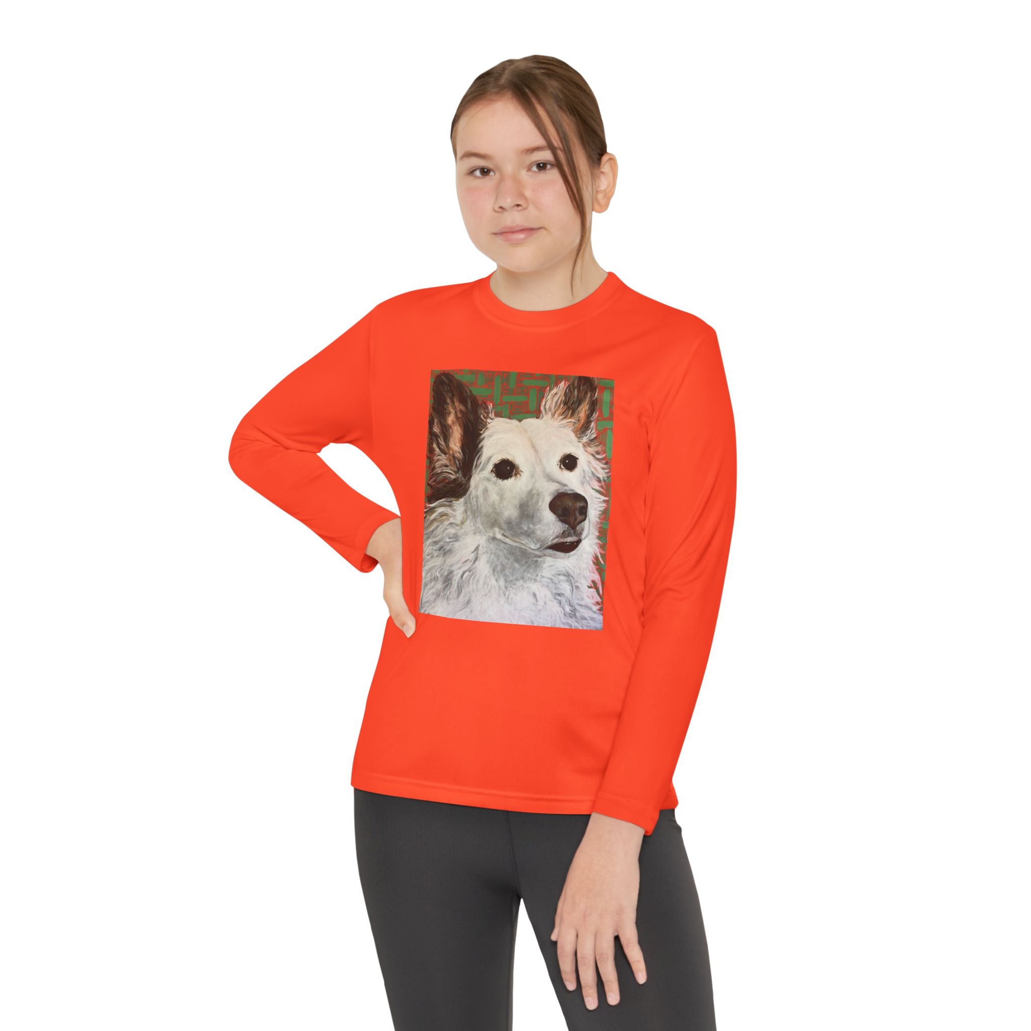 White Dog Portrait - Youth Long Sleeve Tee — White Dog Portrait Kids Shirt