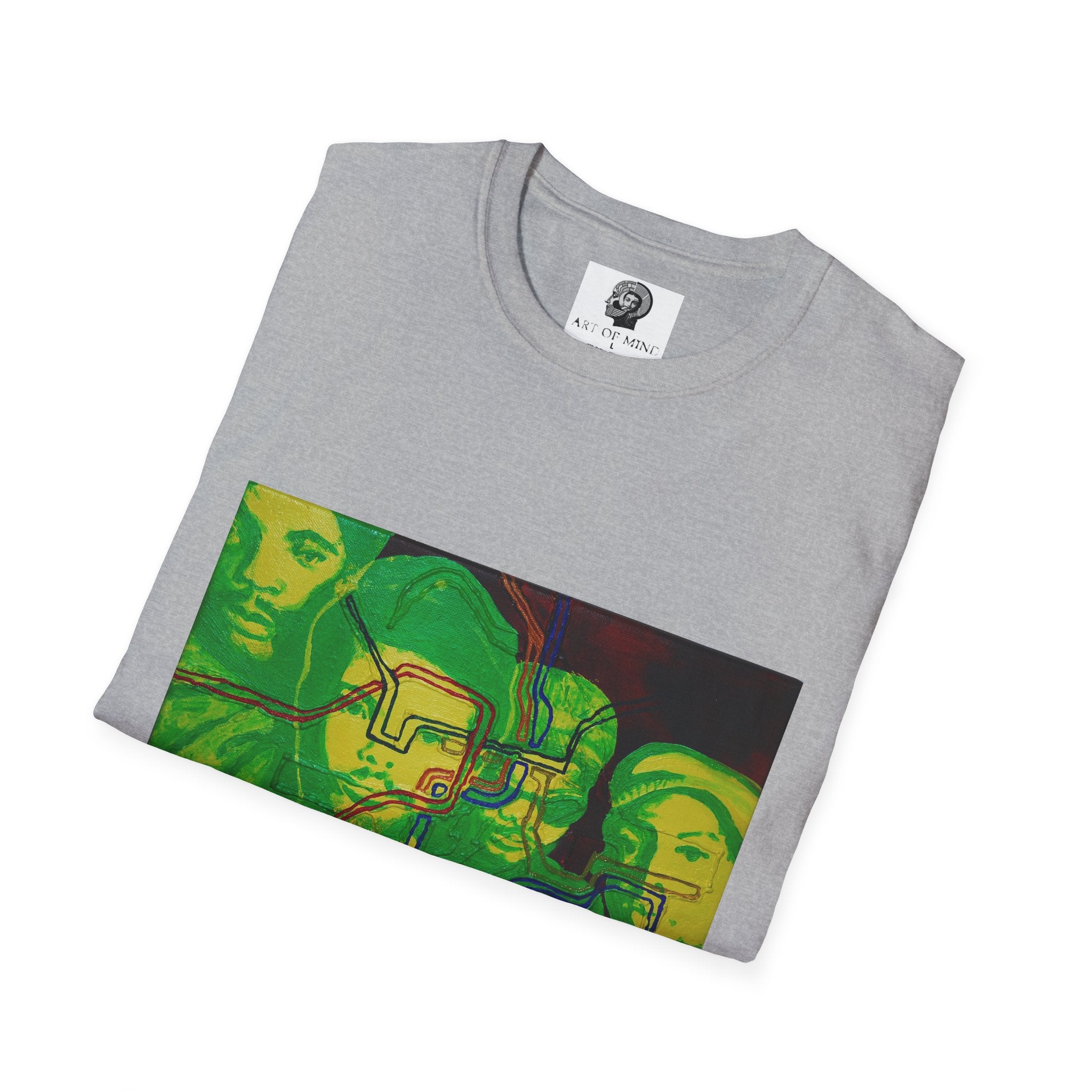 Bad Brains - Abstract Green Portrait T-Shirt — Surreal Layered Faces Art Tee