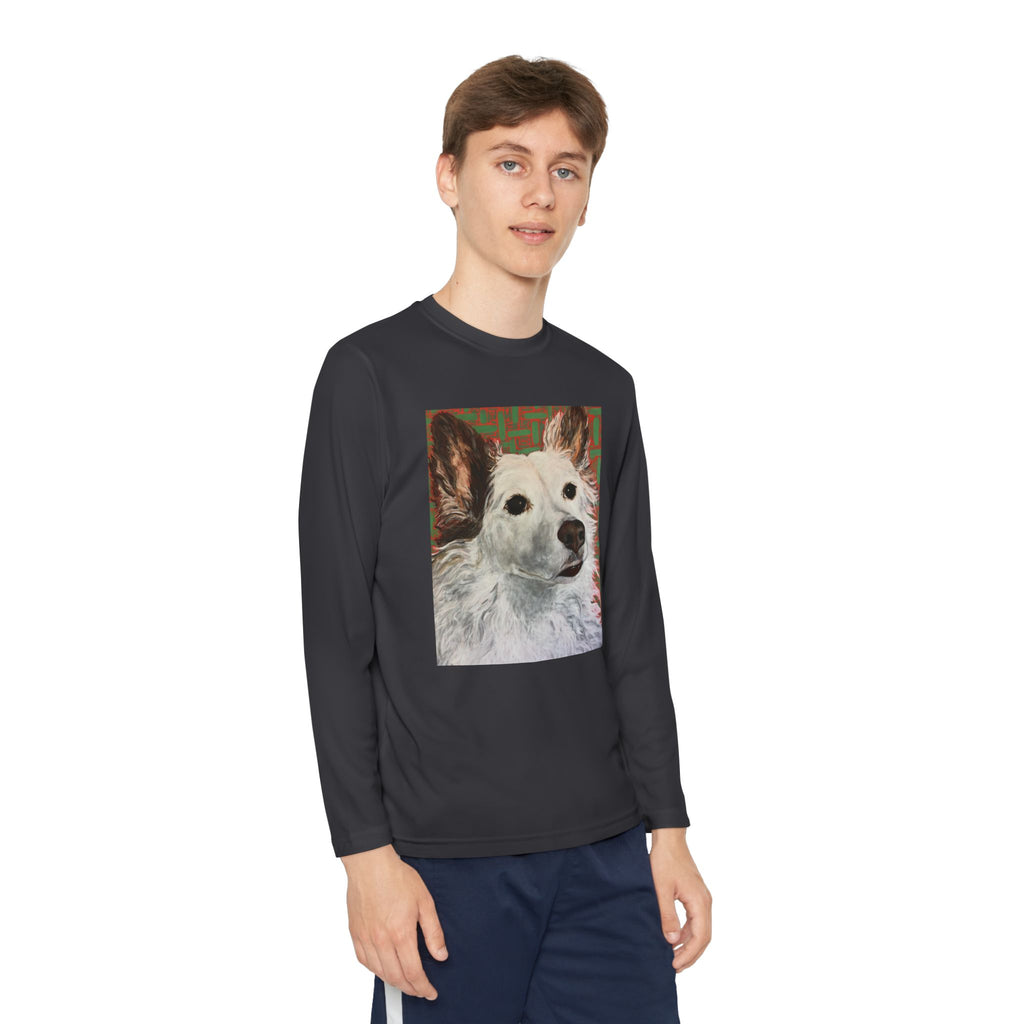 White Dog Portrait - Youth Long Sleeve Tee — White Dog Portrait Kids Shirt