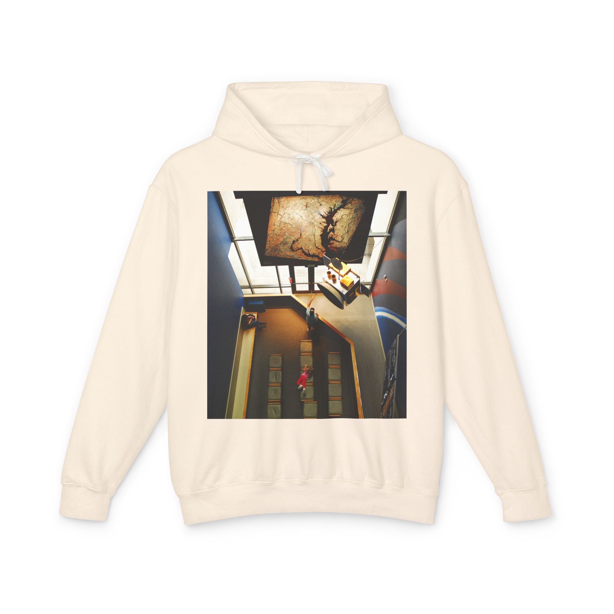 Air and Space - Surreal Stairwell Photo Hoodie — Vintage Elevator Art Pullover