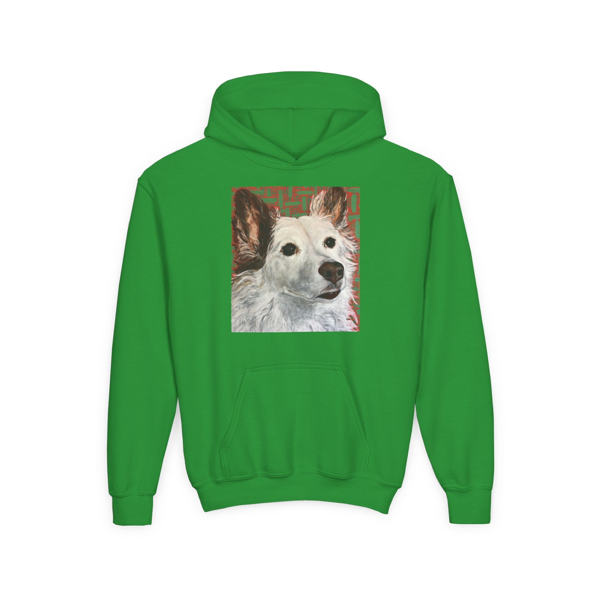 White Dog Portrait Hoodie —  Pullover for Kids