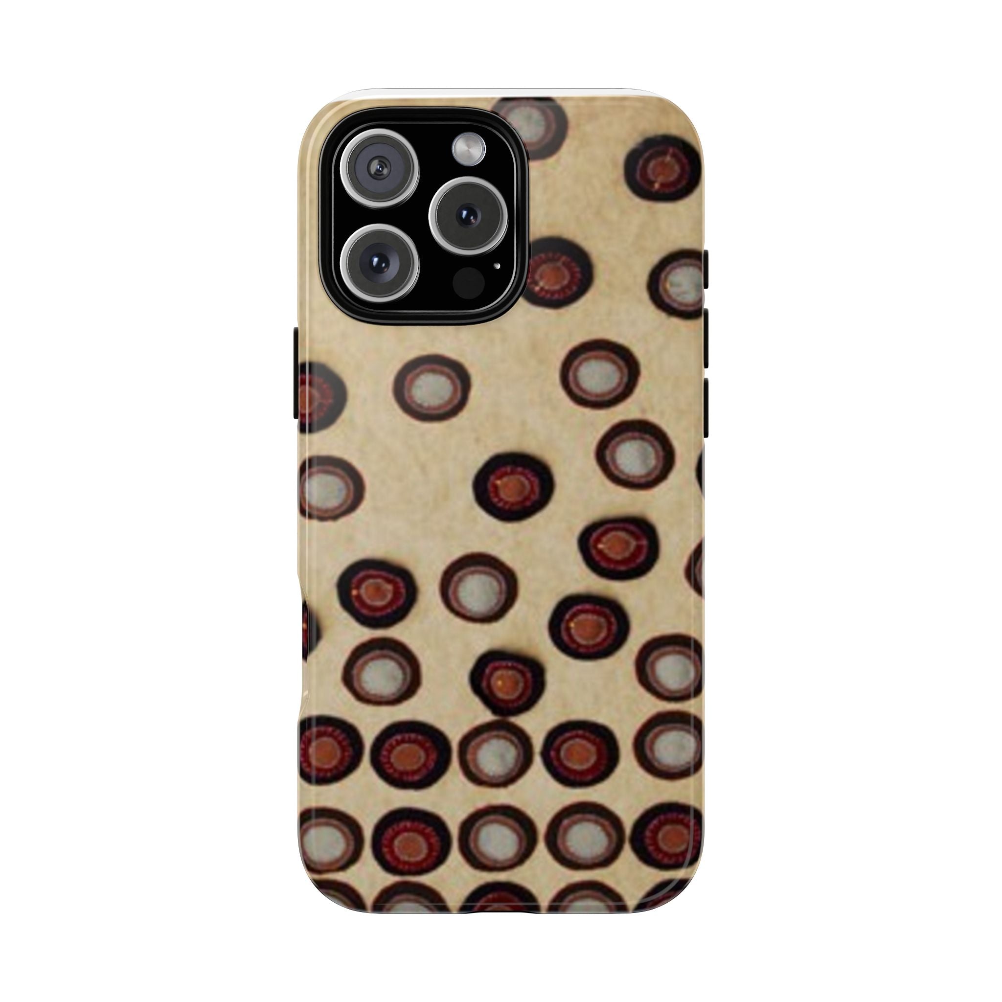 Penny Rug - Retro Dot Pattern Phone Case — Vintage Beige Circles Protective Cover